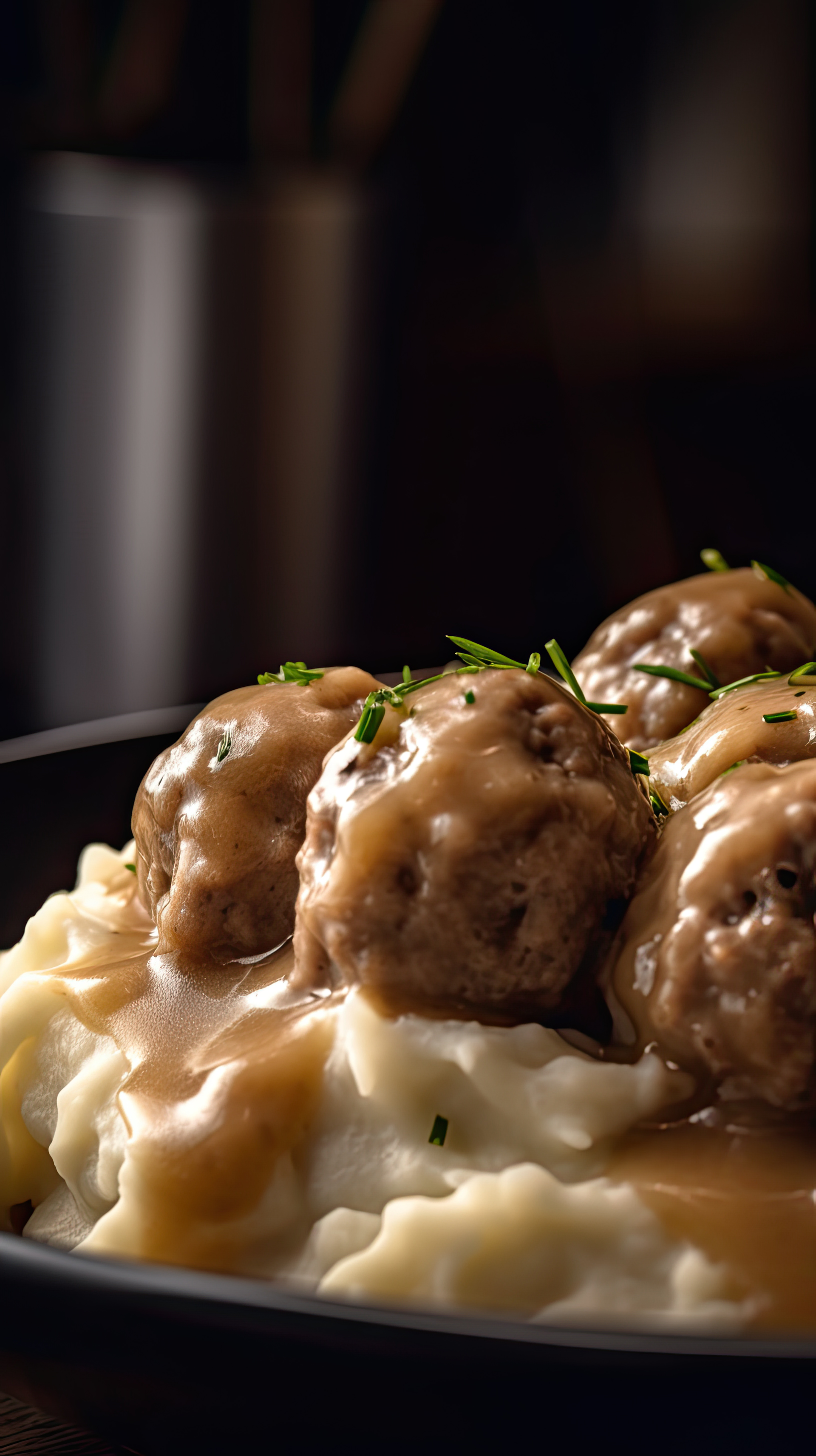 Overhead flat-lay of all ingredients for Norwegian Kjøttkaker with Creamy Brown Sauce laid out on a kitchen surface.