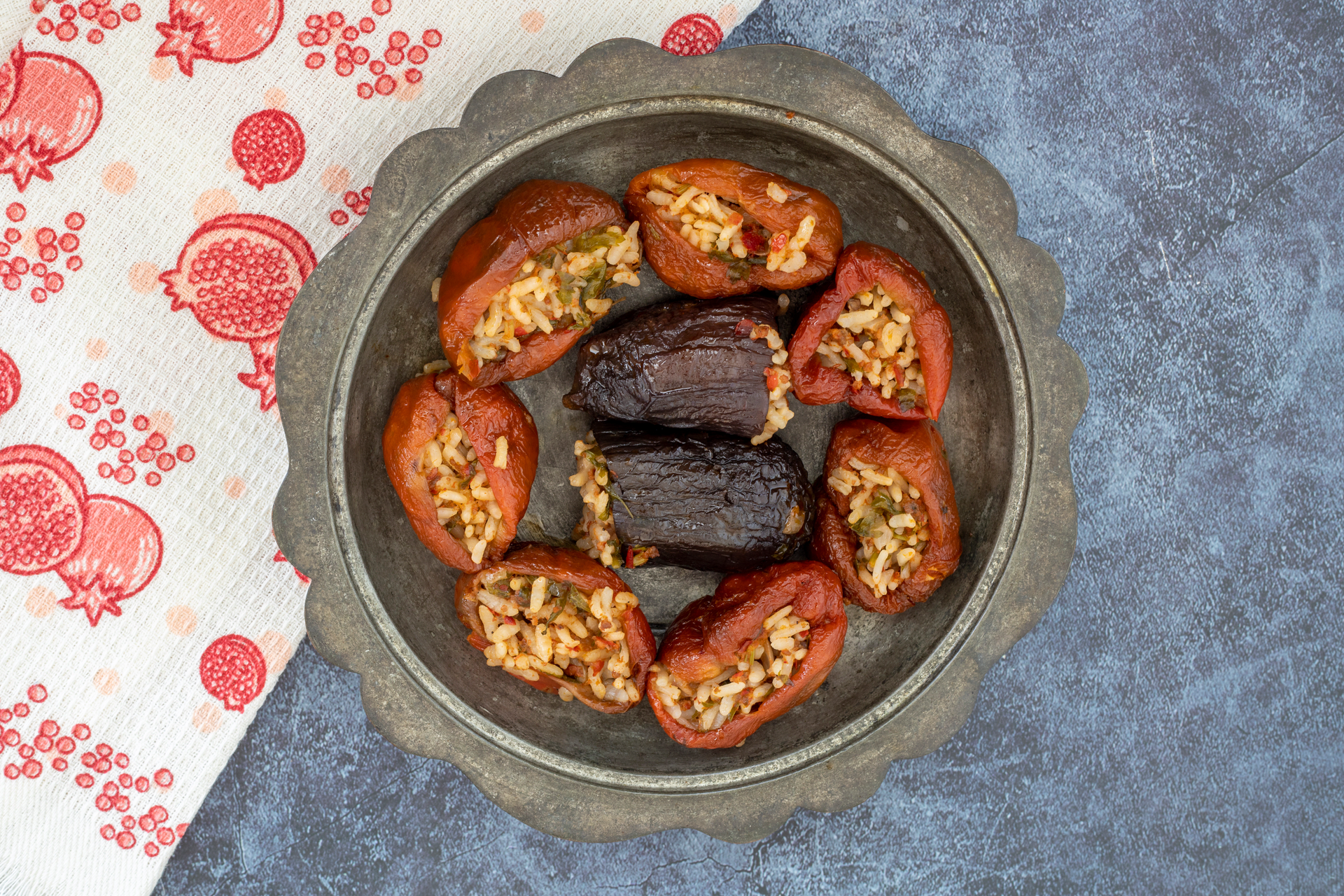Persian Date and Walnut Baklava with Rose-Scented Syrup — Dessert served and photographed from above