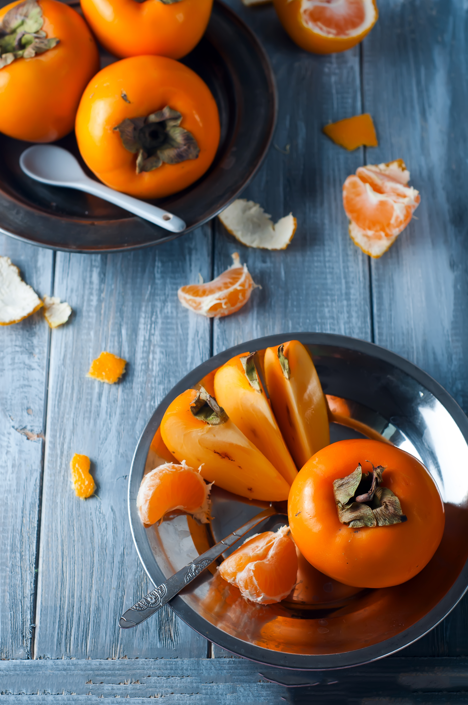 Persimmon and Honey Dessert — Dessert served and photographed from above