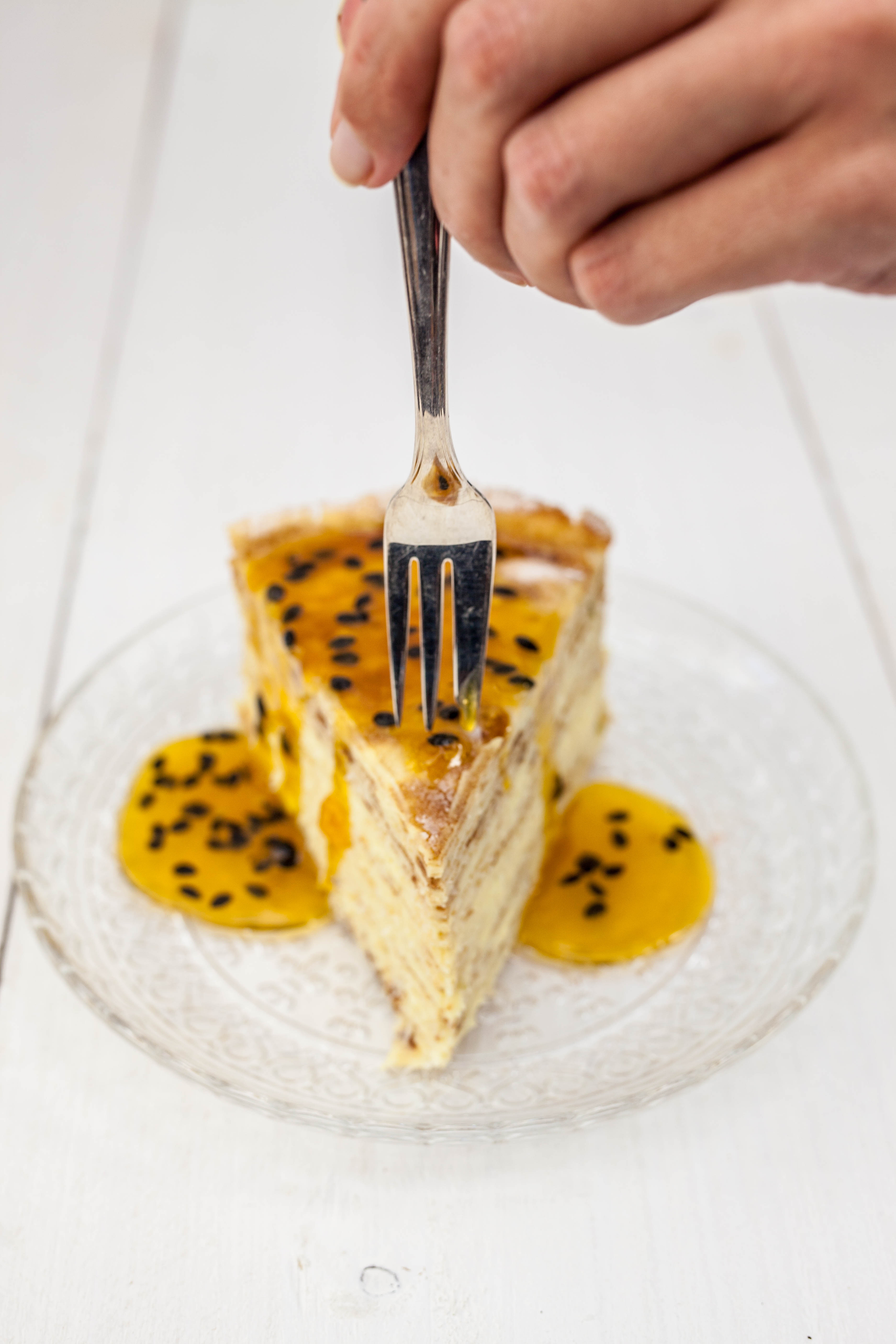 Peruvian Maracuya Cheesecake with Almond Crust
