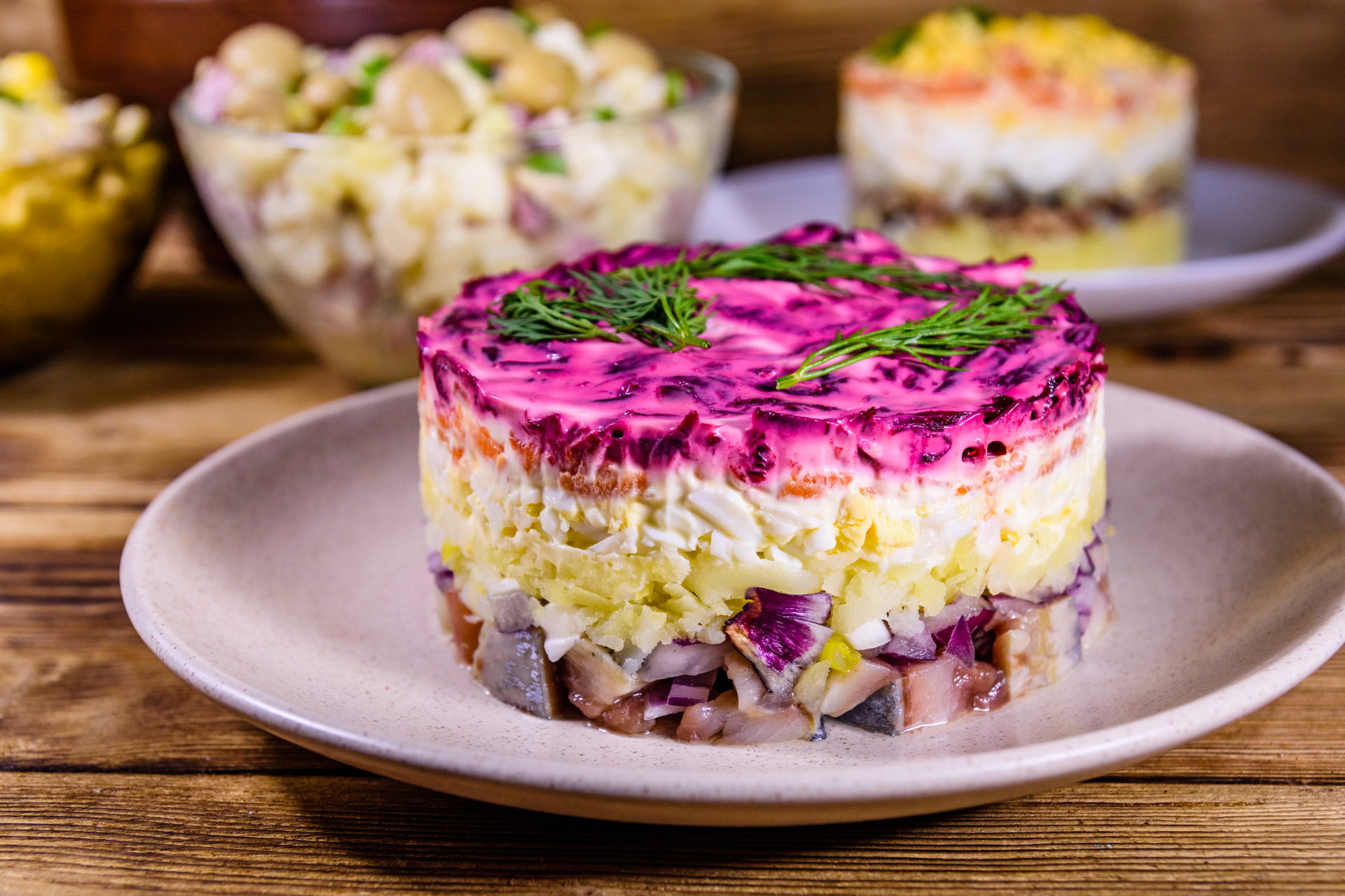 Peruvian Purple Potato Causa with Avocado Mousse and Lime — Appetizer served and photographed from above