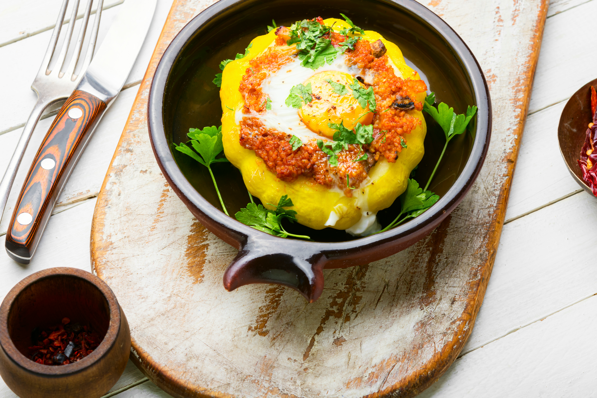Peruvian Tacu Tacu with Fried Egg and Salsa Criolla