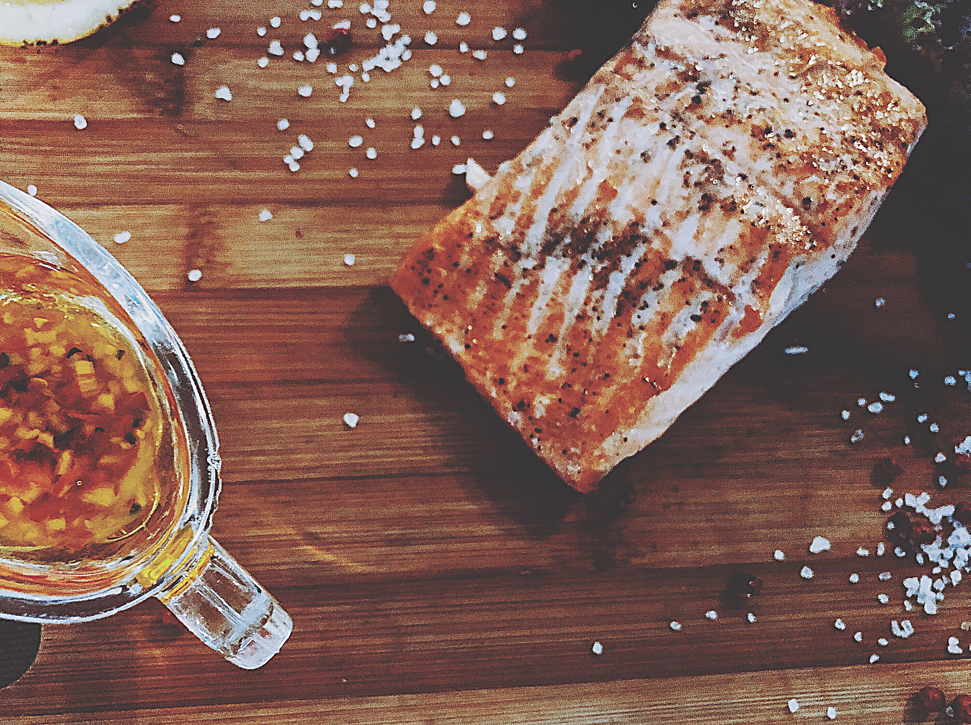 Overhead flat-lay of all ingredients for Polish Honey-Glazed Babka with Nutmeg and Cinnamon laid out on a kitchen surface.