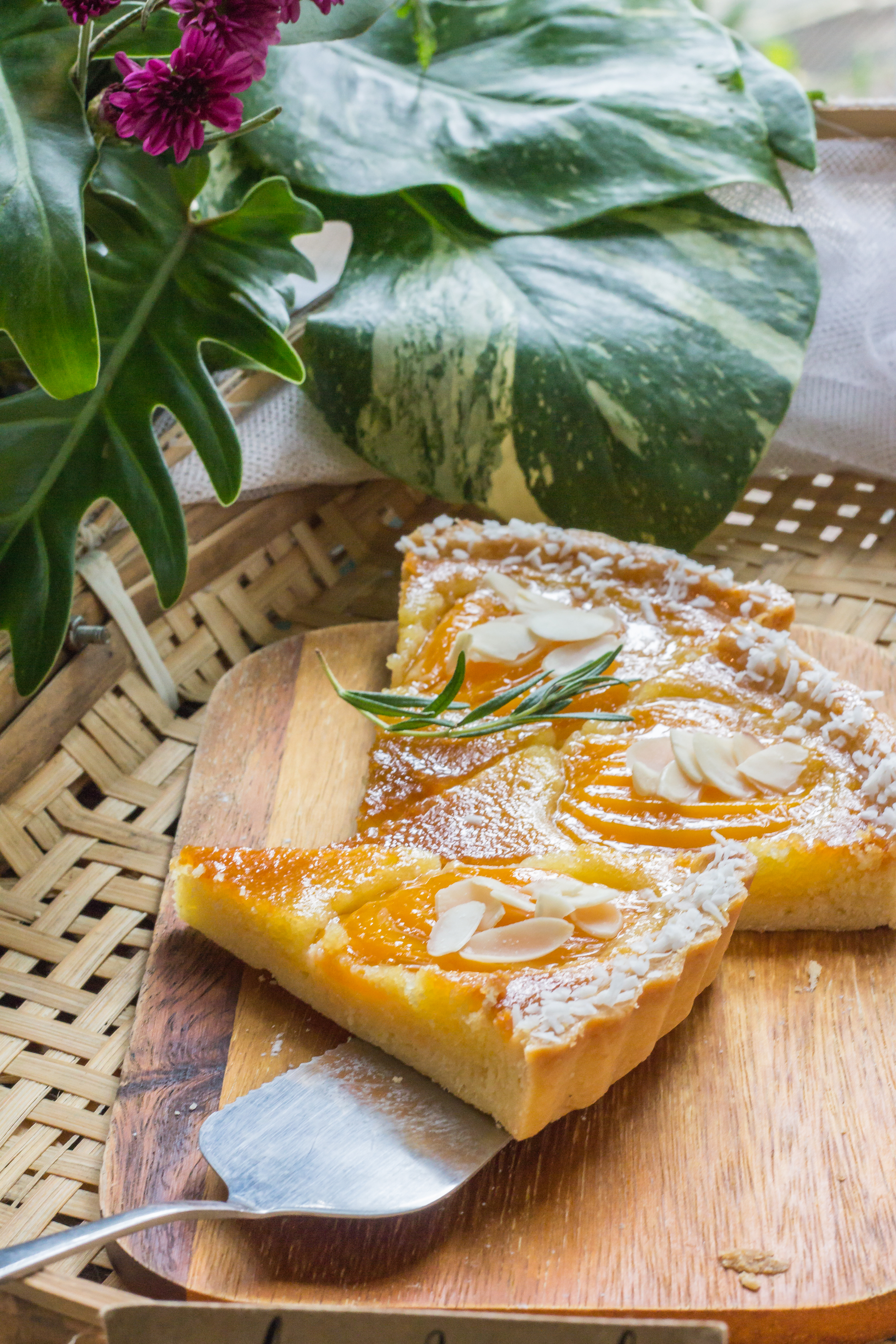 Portuguese Almond Torta de Azeitão with Lemon Zest — Dessert served and photographed from above