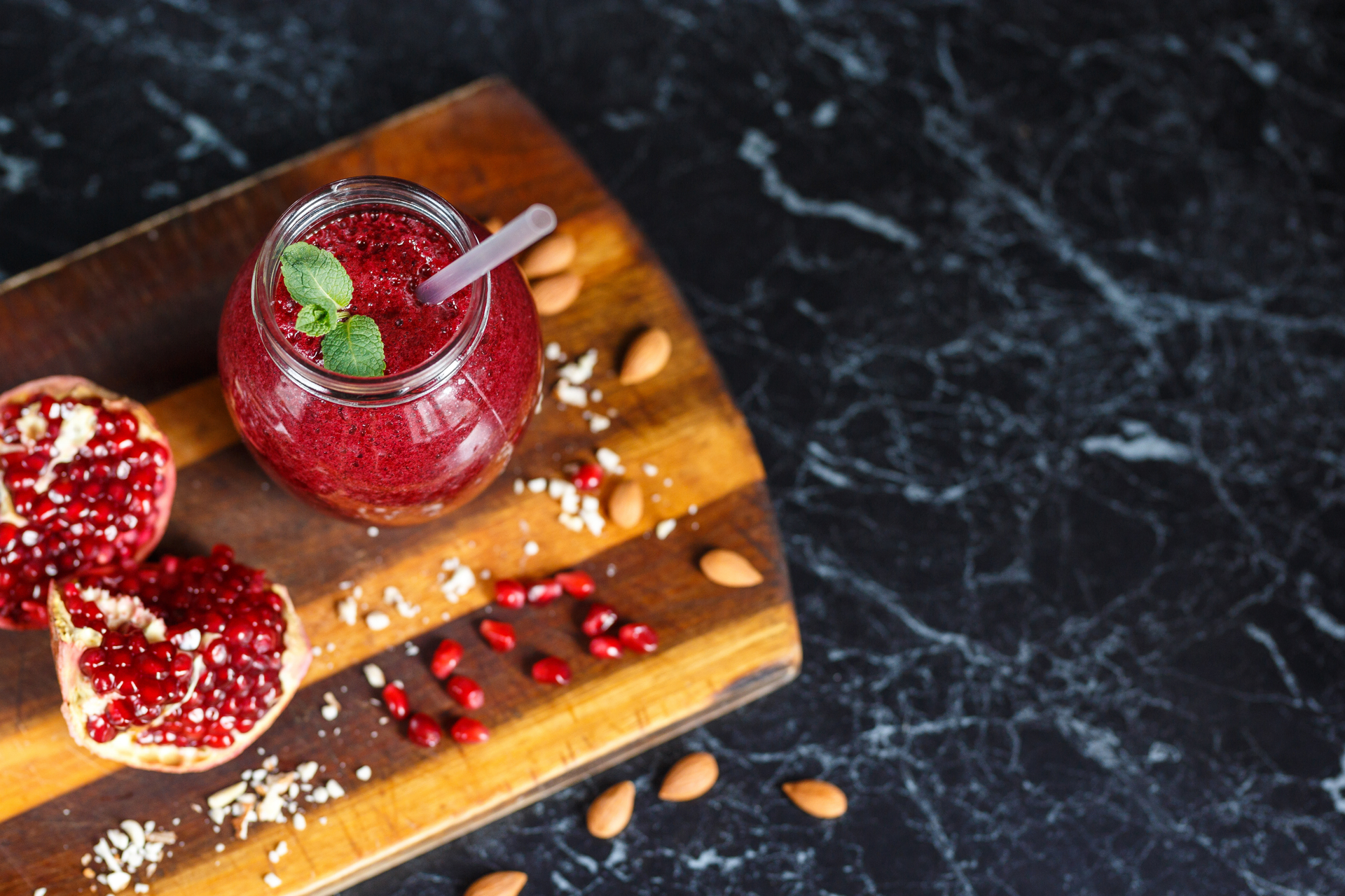 Refreshing Persian Sumac Spritzer with Pomegranate Juice — Beverage served and photographed from above