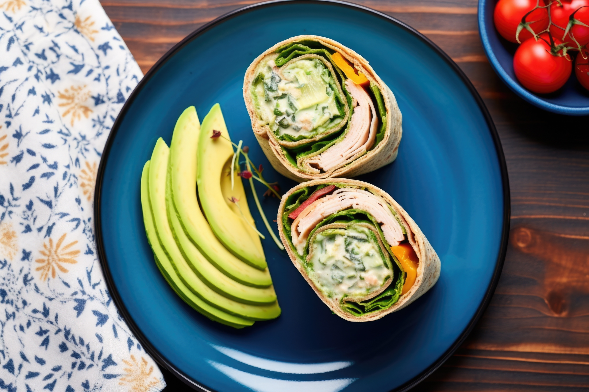 Overhead flat-lay of all ingredients for Rich Ethiopian Injera Roll-Ups with Avocado and Berbere laid out on a kitchen surface.