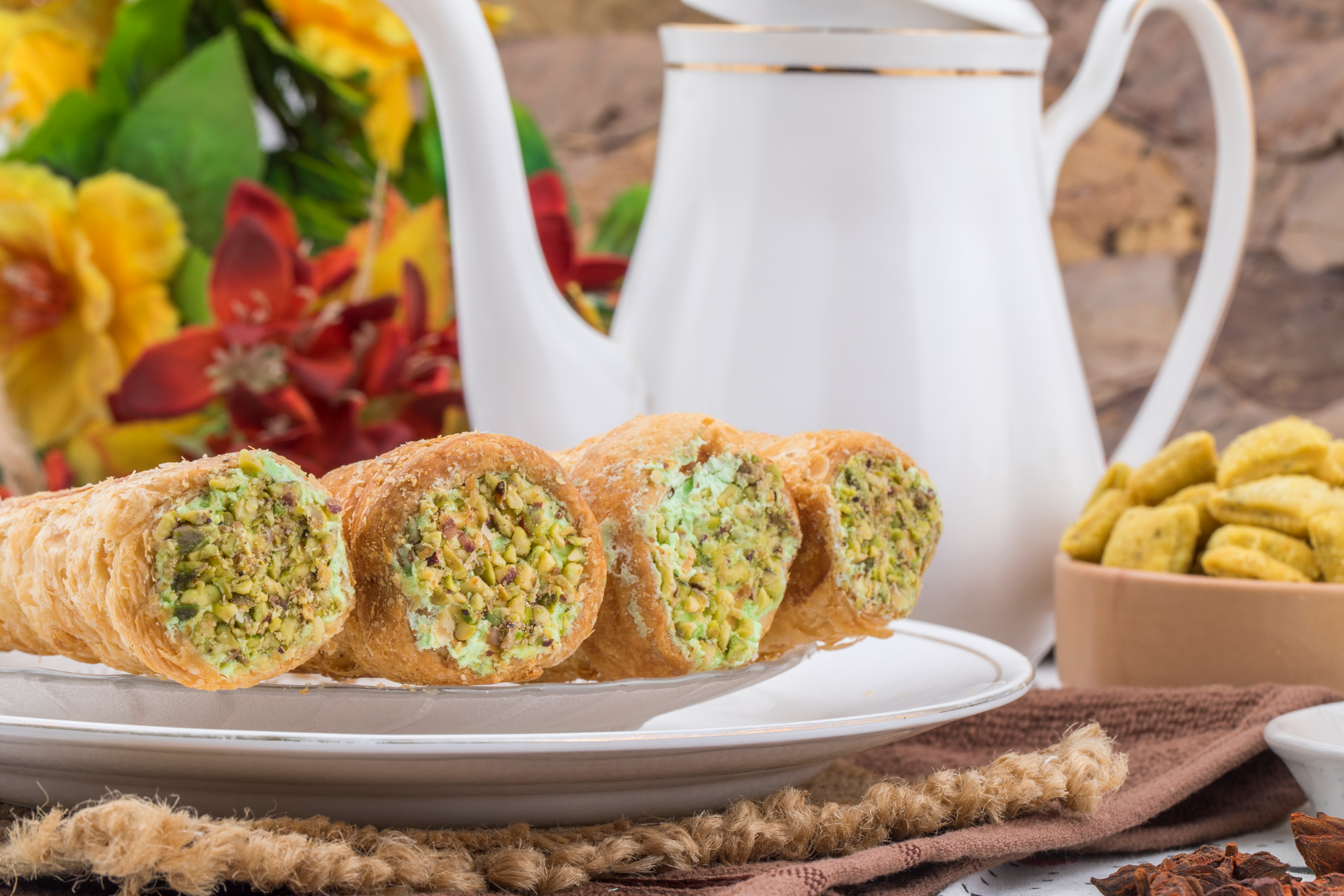 Rich Italian Cannoli with Ricotta and Pistachios