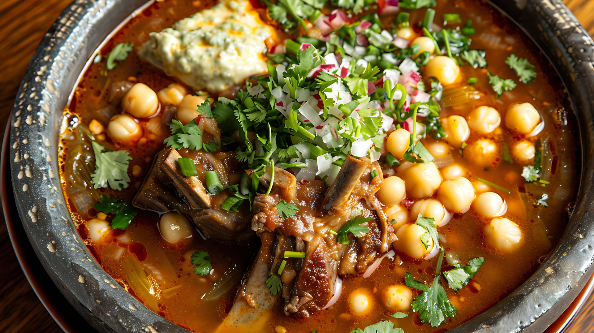 Rich Moroccan Lamb Knuckles with Chickpea Stew — Main Course served and photographed from above