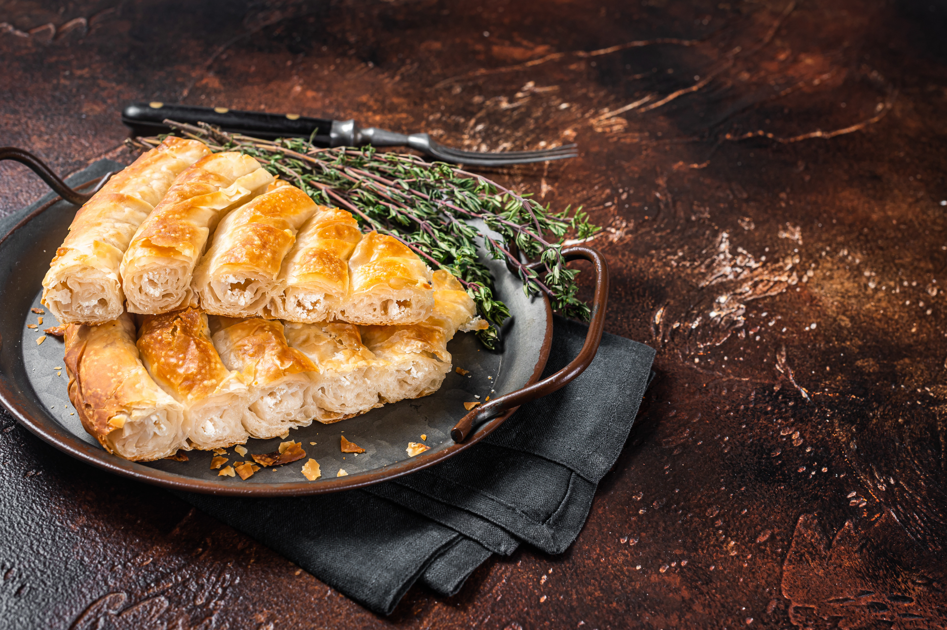 Russian Kurnik Pie with Chicken and Rice — Main Course served and photographed from above