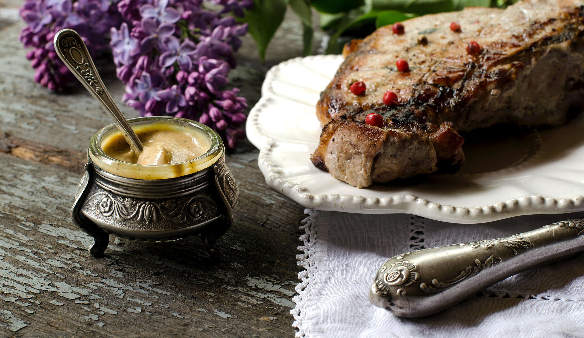 Rustic Czech Svíčková with Beef and Carrot Purée — Main Course served and photographed from above