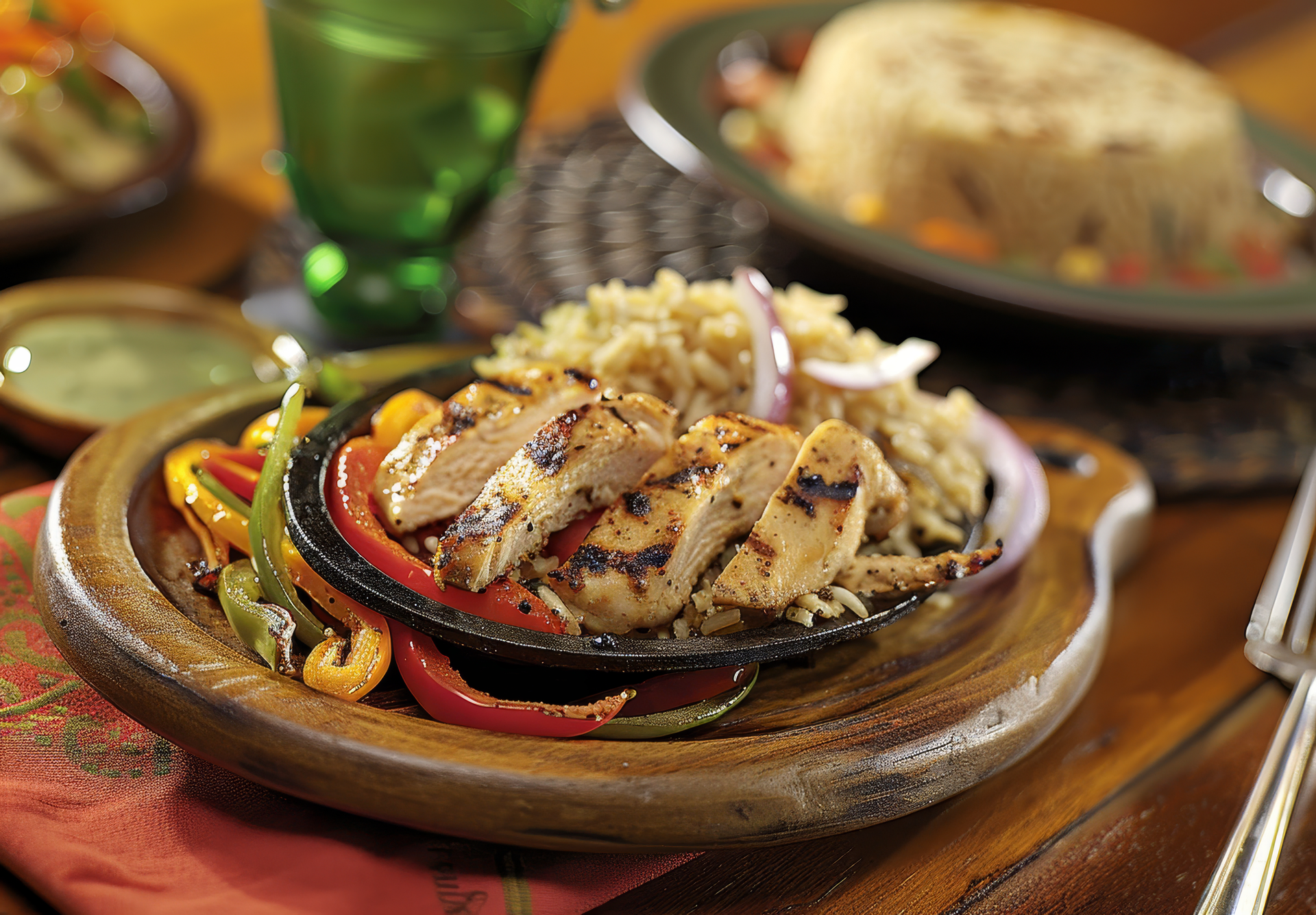 Rustic Peruvian Chicken Chaufa with Scallion and Soy Adobo — Main Course served and photographed from above
