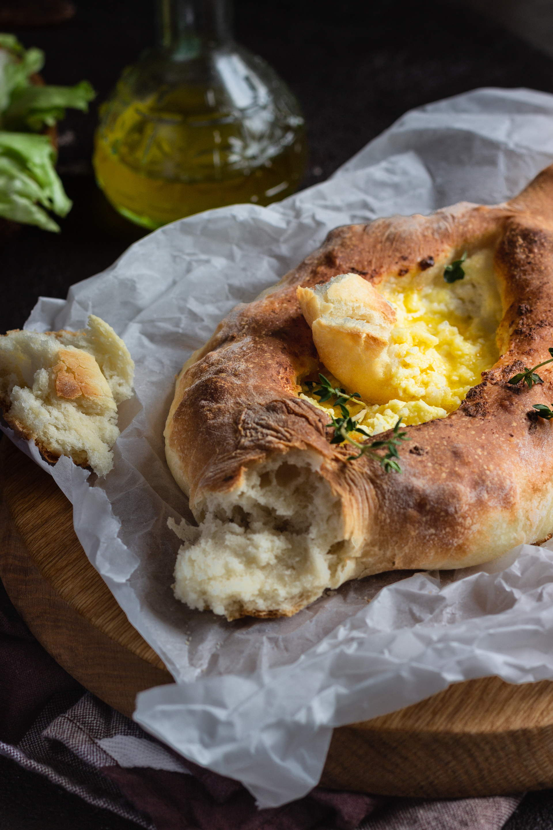 Rustic Sicilian Sfincione with Anchovies and Pecorino — Appetizer served and photographed from above