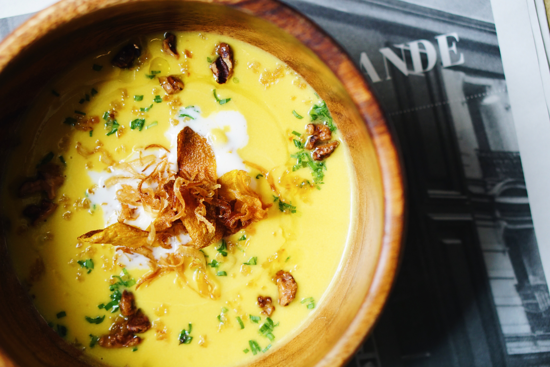 Saffron-Infused Catalan Escudella with Pork and Chickpeas — Main Course served and photographed from above