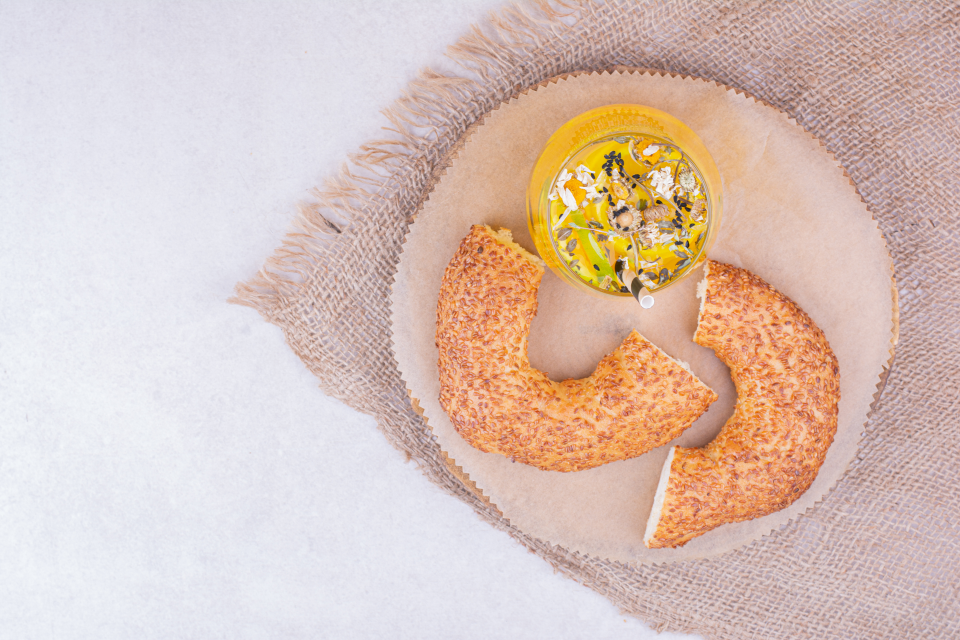 Overhead flat-lay of all ingredients for Saffron-Infused Ethiopian Lentil Sambusa Pockets laid out on a kitchen surface.