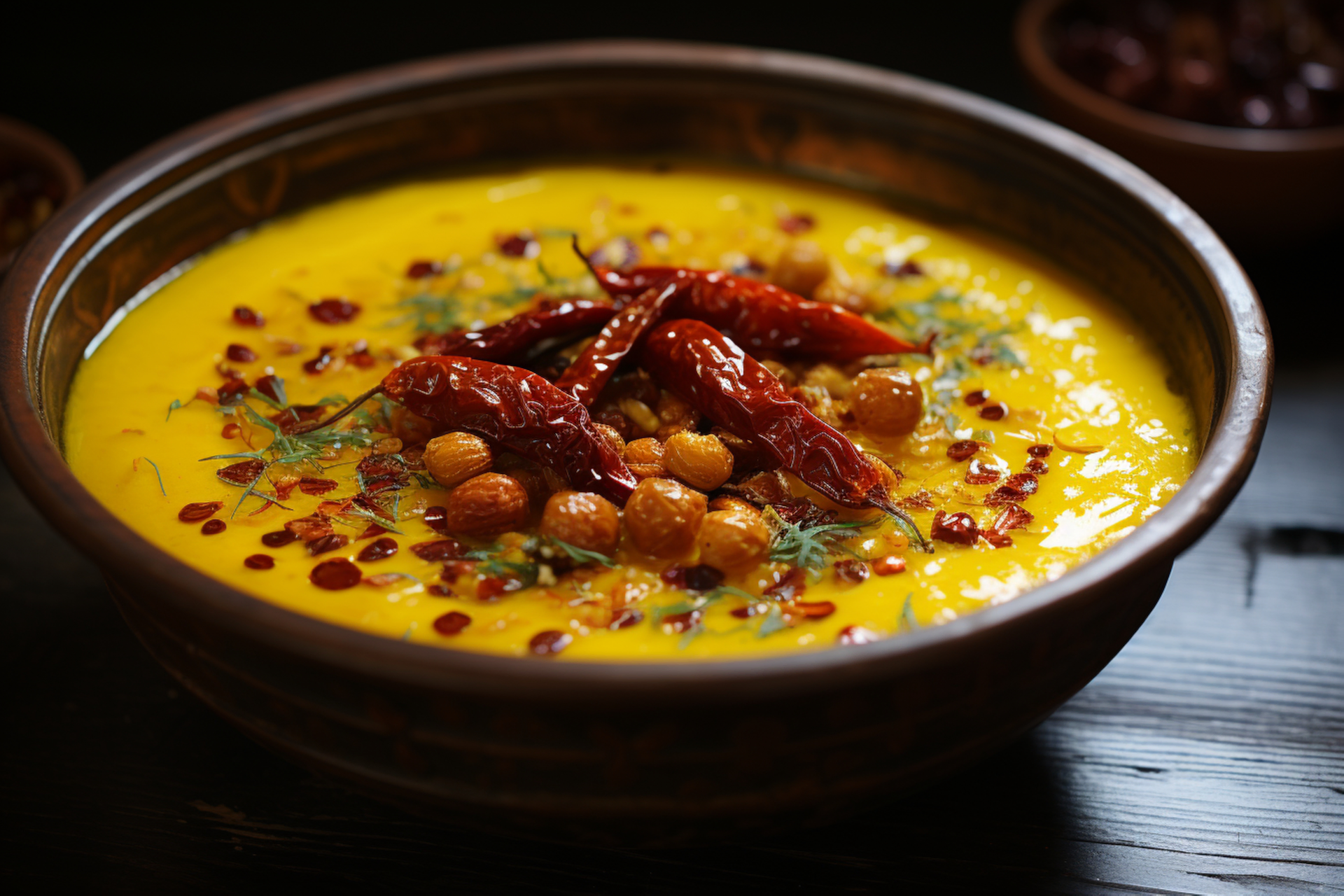Saffron-Infused Indian Rajma Curry with Coconut Cream — Main Course served and photographed from above