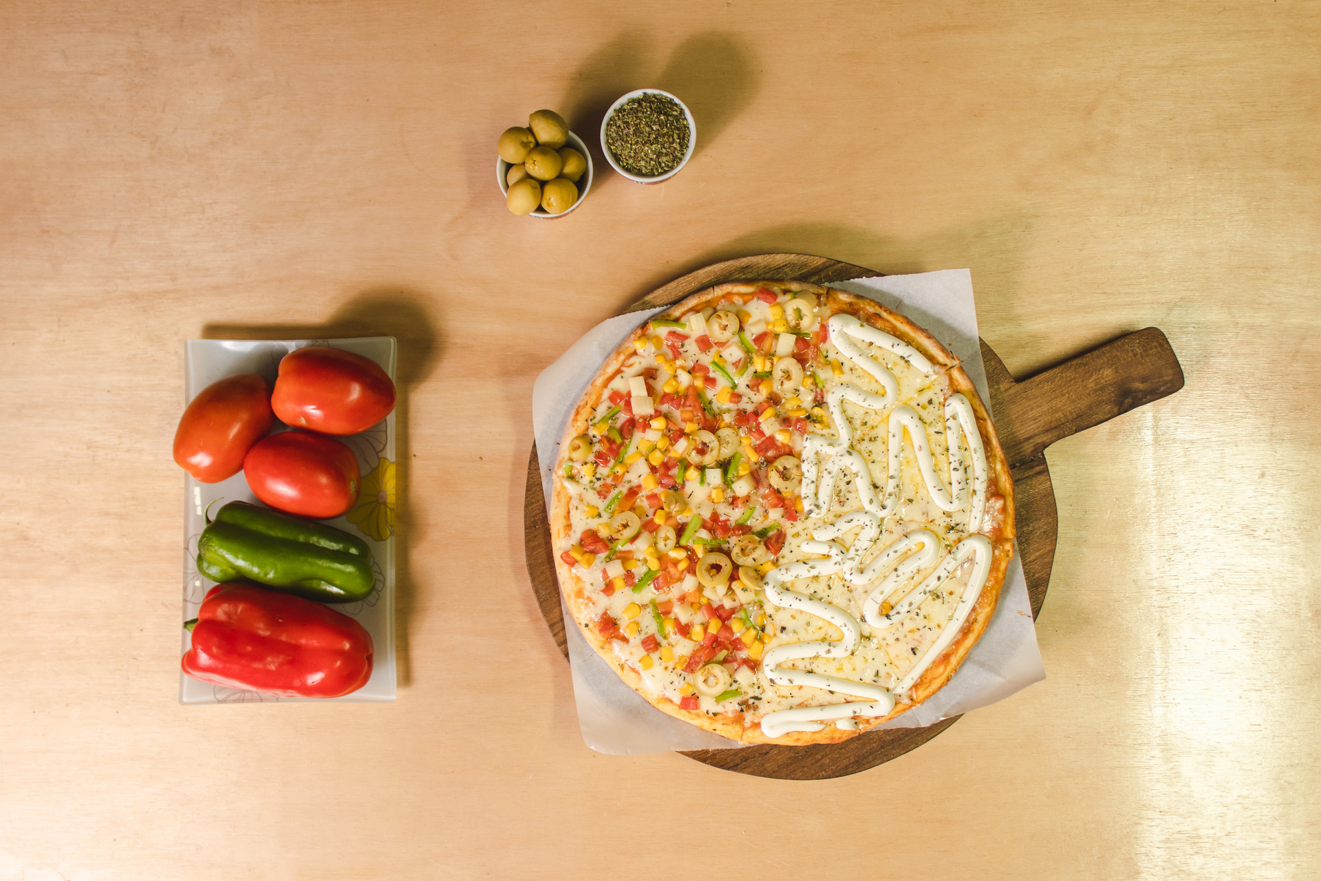 Savory Egyptian Koshari Pie with Lentil and Tomato Layers — Main Course served and photographed from above