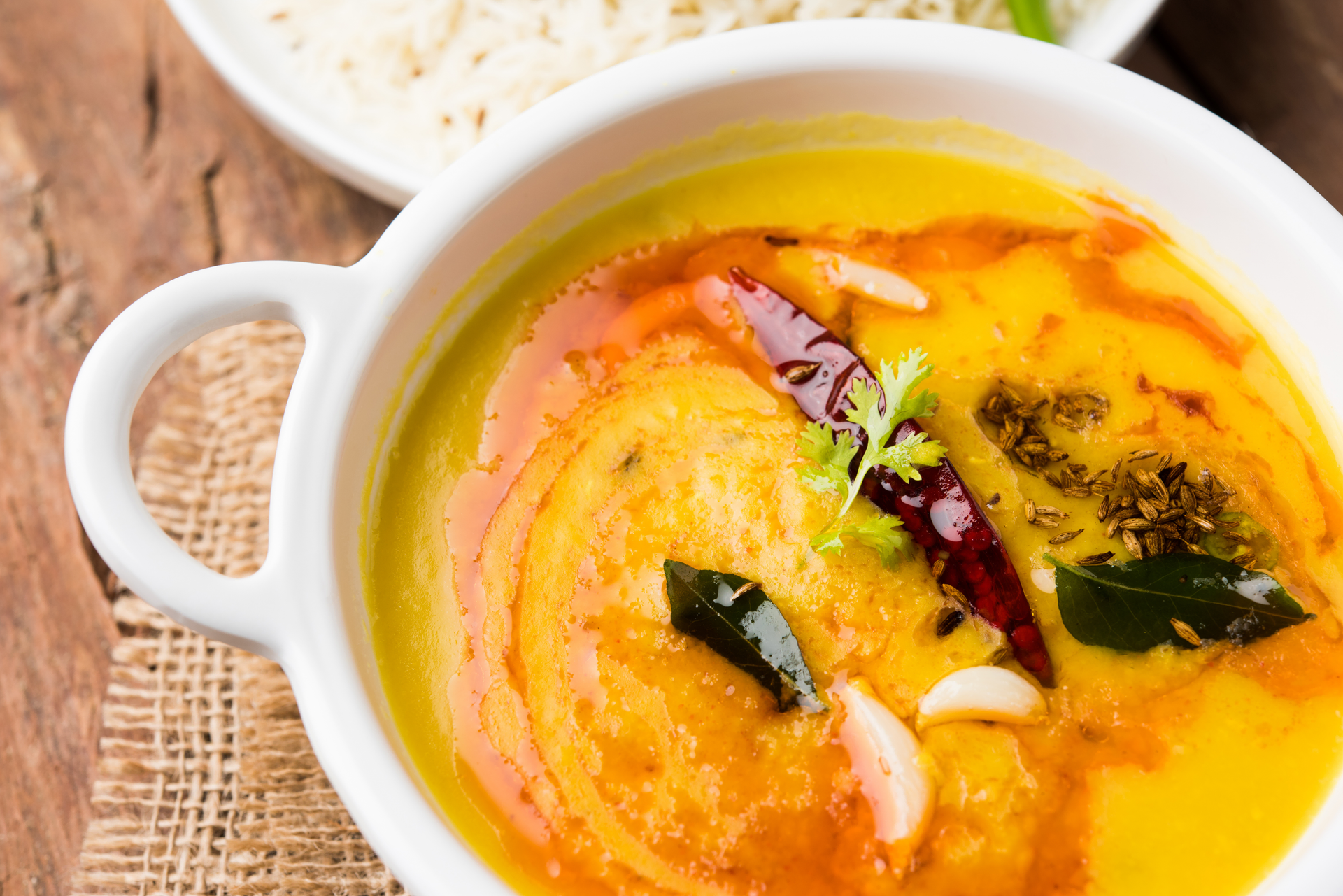 Savory Rajasthani Dal Baati Churma — Main Course served and photographed from above
