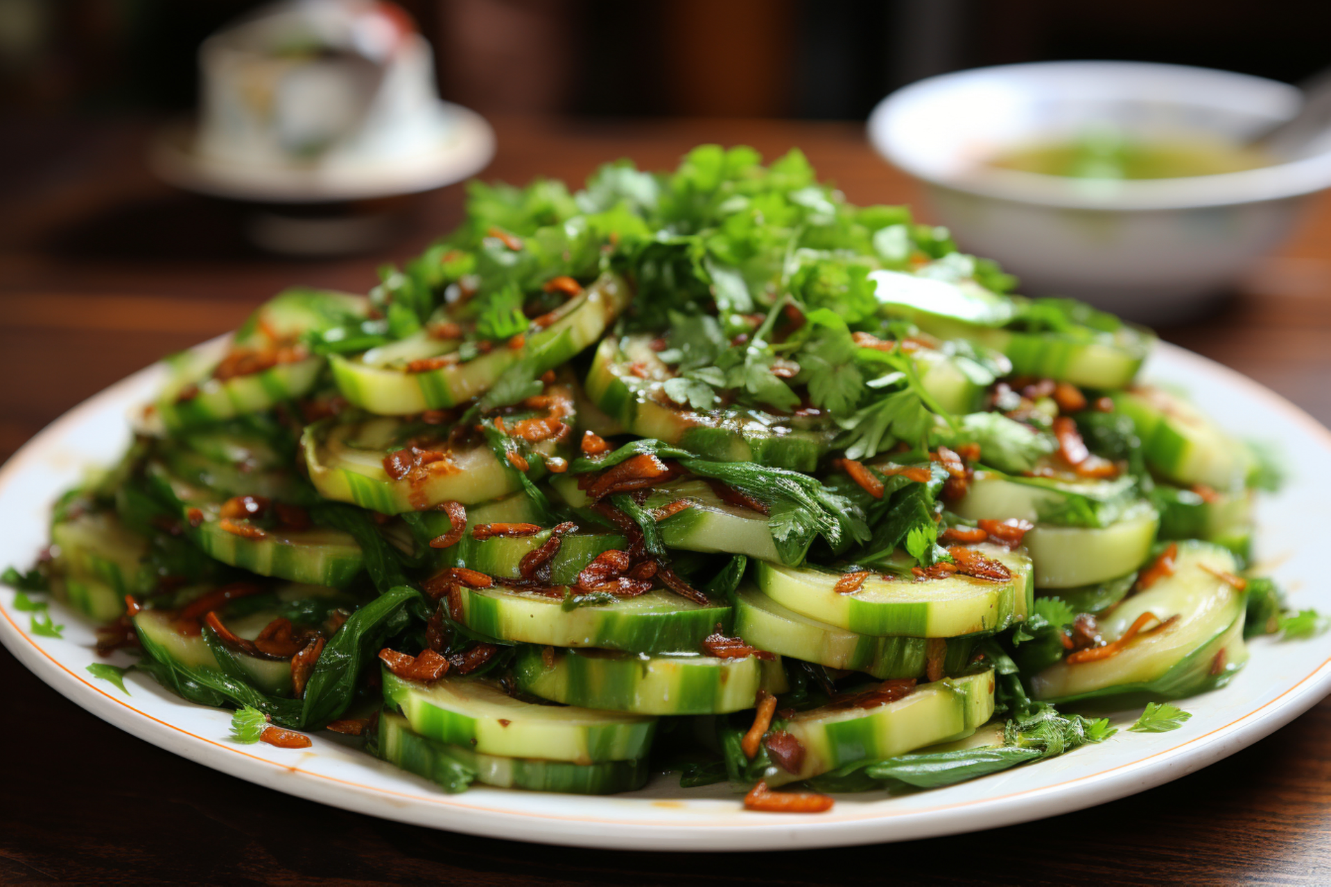 Savory Sichuan Cucumber Salad with Chili Oil Drizzle