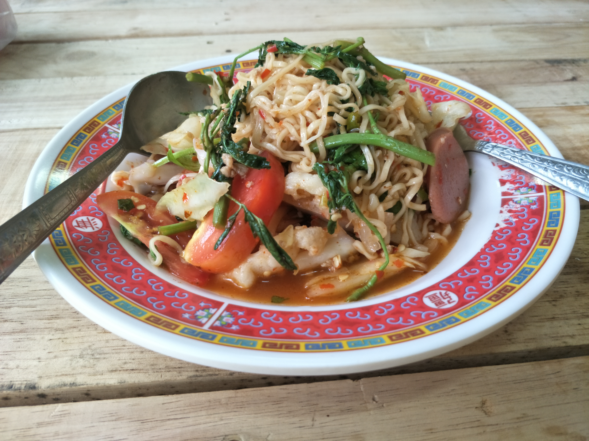 Savory Thai Khao Soi with Coconut Curry Noodles — Main Course served and photographed from above