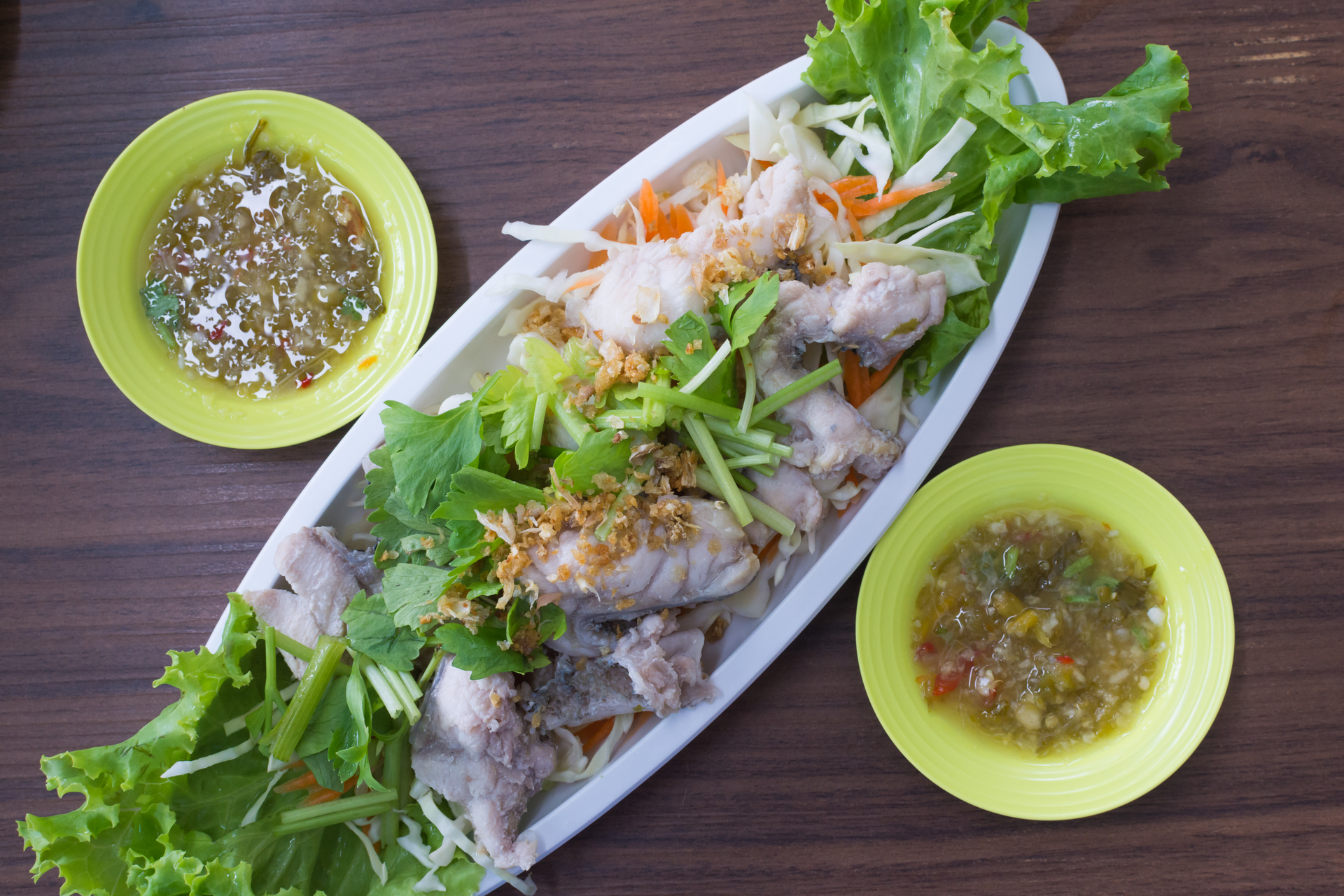 Overhead flat-lay of all ingredients for Savory Viet Dăm Bầu Cua Chua laid out on a kitchen surface.