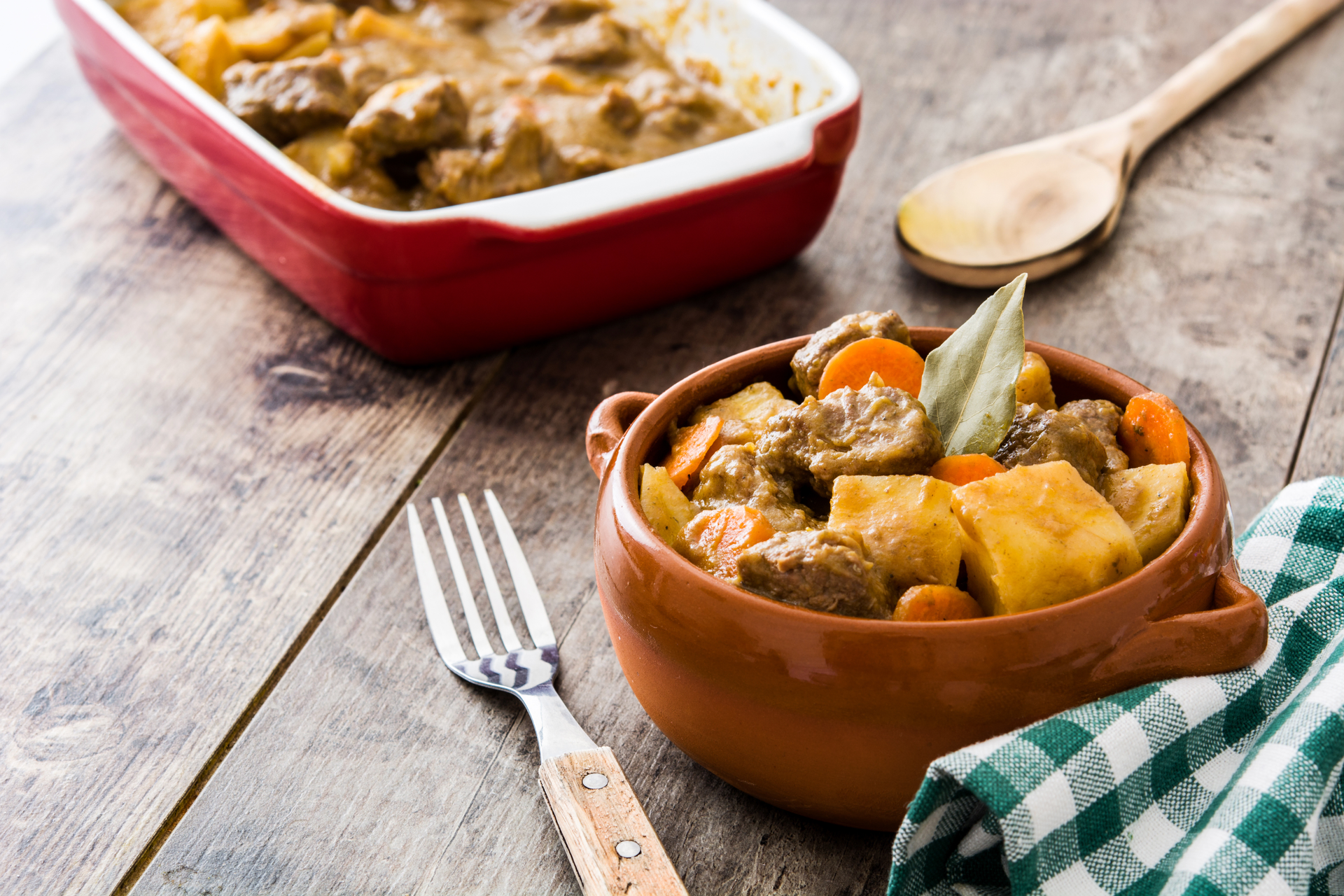 Scottish Stovies with Lamb and Potatoes — Main Course served and photographed from above