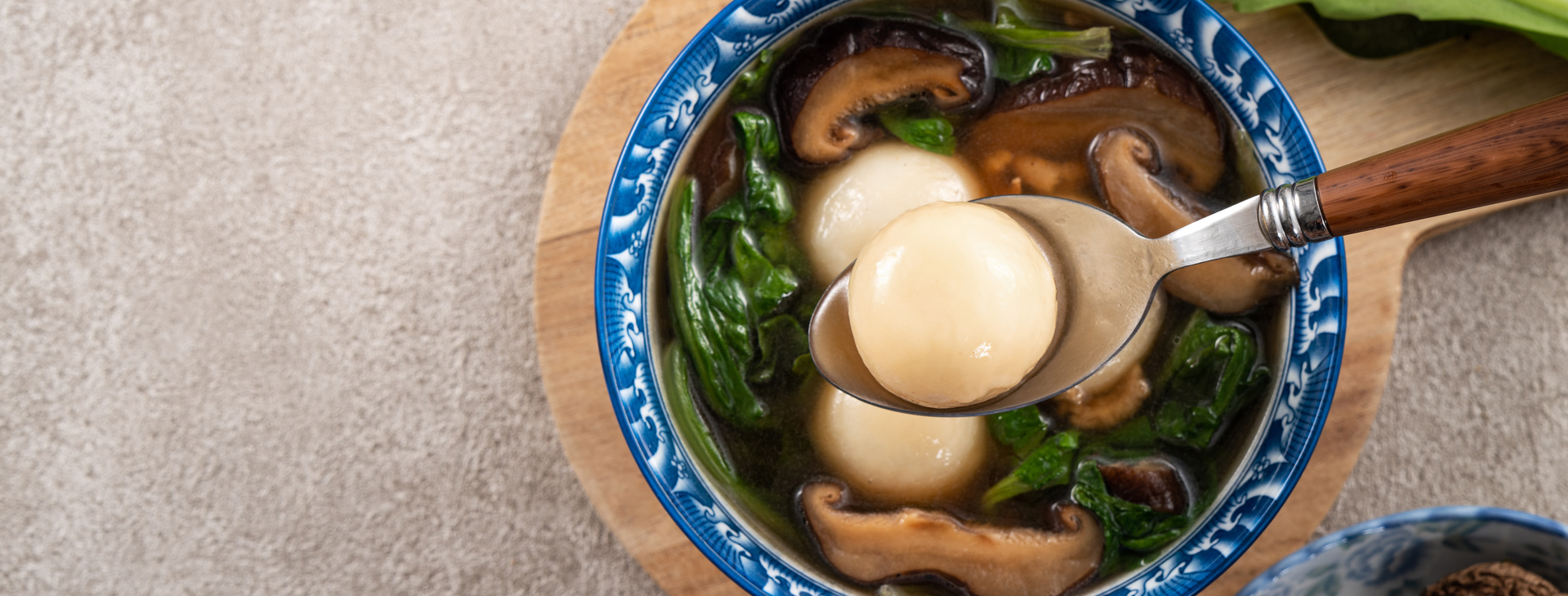 Silky Manchu Sweet and Sour Mushroom Soup — Soup served and photographed from above