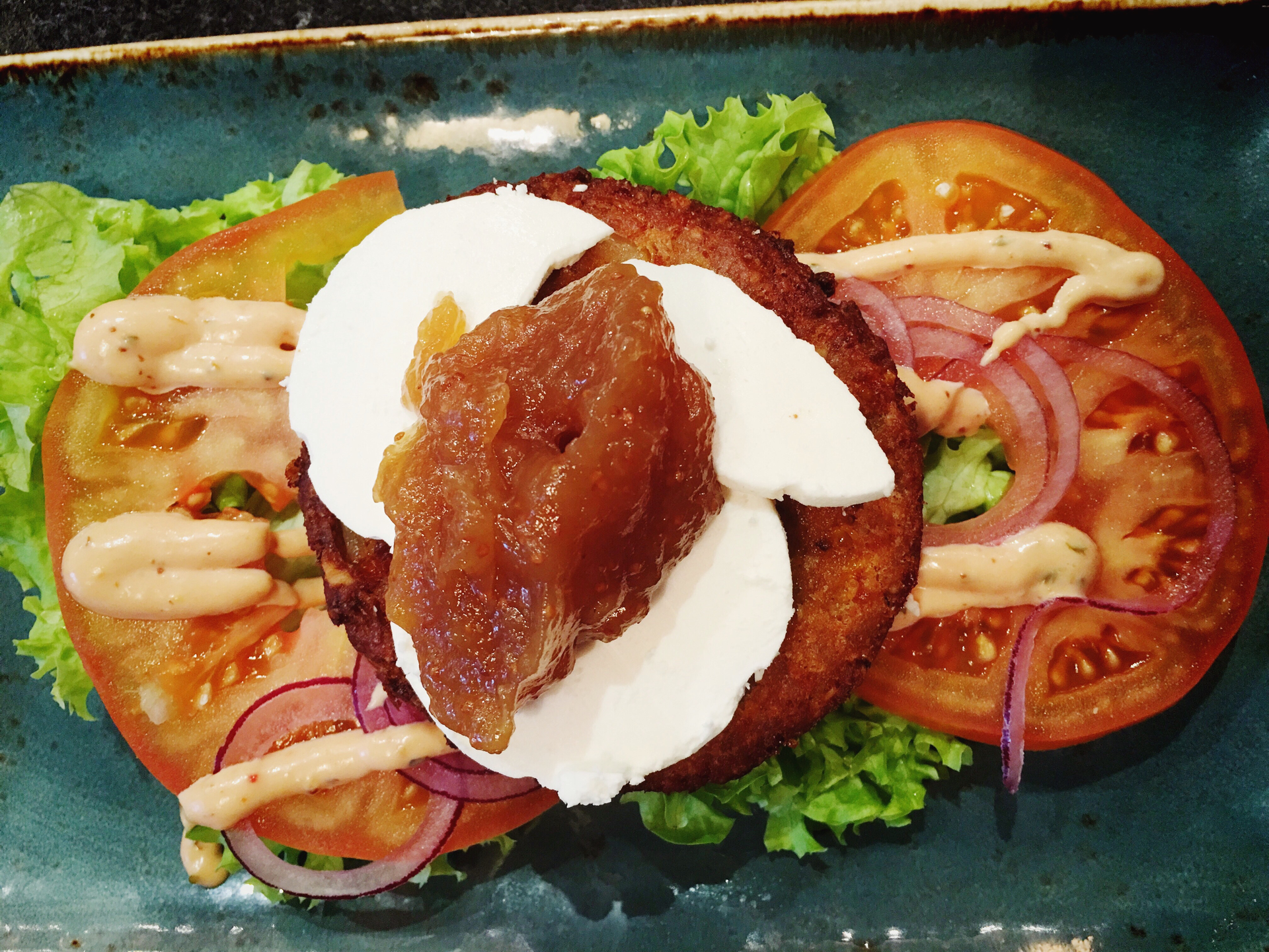 Overhead flat-lay of all ingredients for Smoked Czech Smažený Sýr with Tartare Sauce laid out on a kitchen surface.