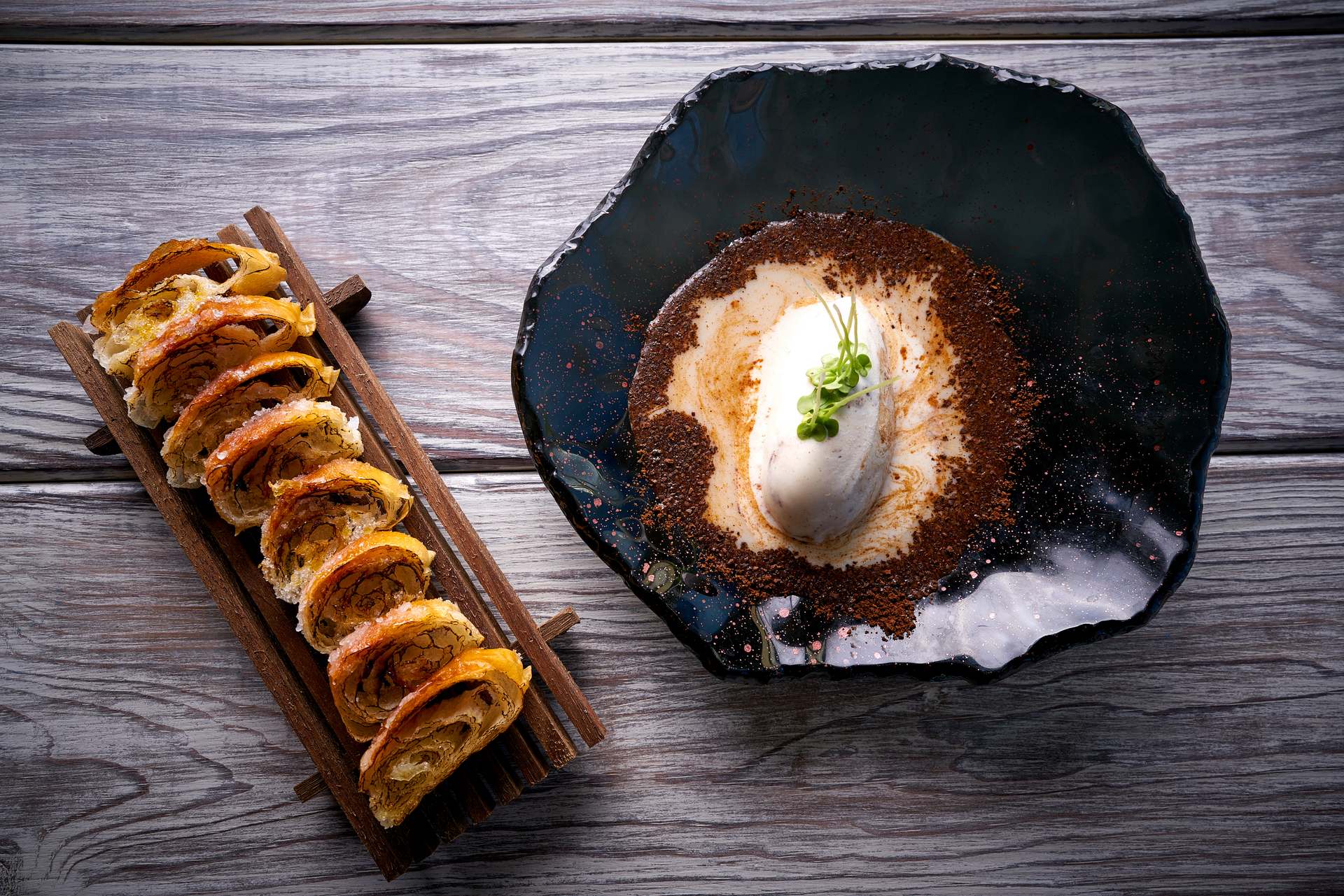 Smoked Czech Smažený Sýr with Tartare Sauce — Appetizer served and photographed from above