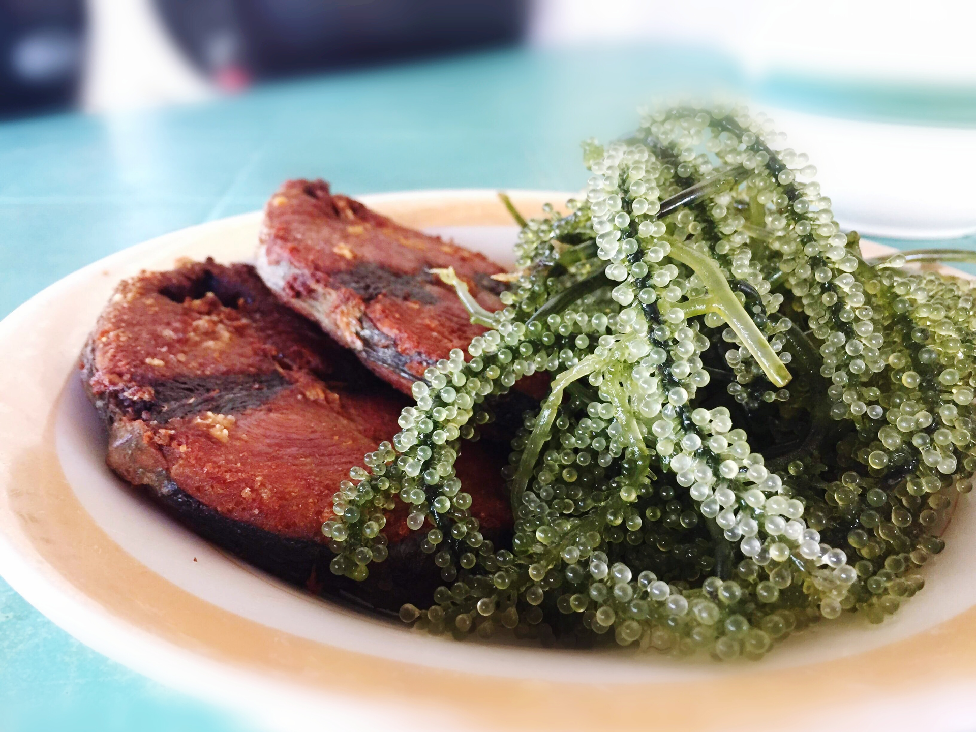 Overhead flat-lay of all ingredients for Smoky Icelandic Lamb Shoulder with Juniper and Seaweed laid out on a kitchen surface.