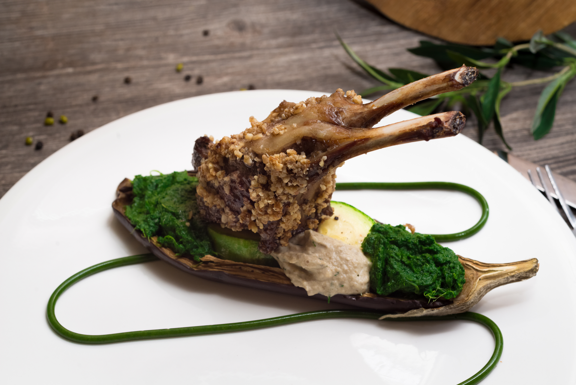 Smoky Icelandic Lamb Shoulder with Juniper and Seaweed — Main Course served and photographed from above