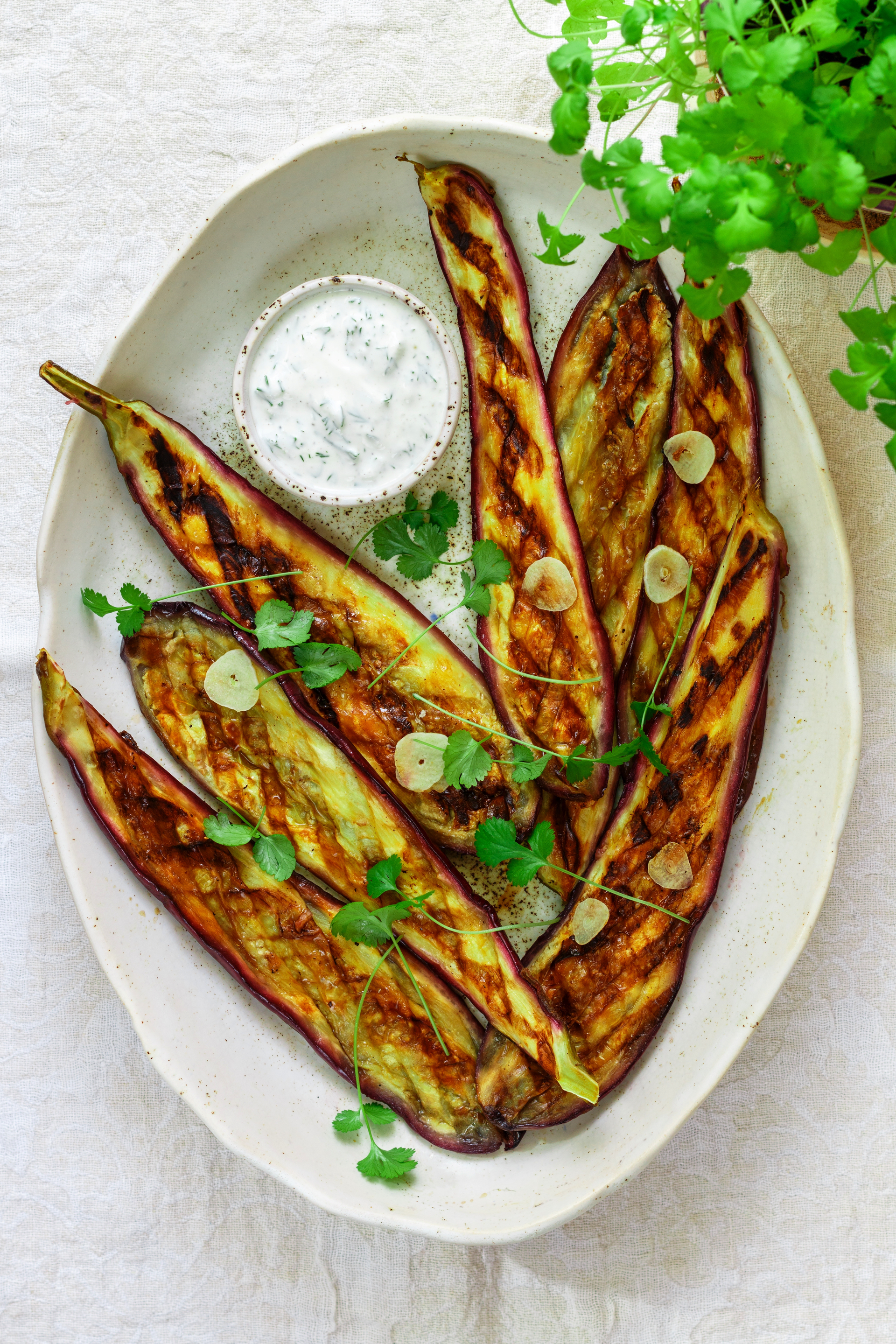 Smoky Israeli Sabich with Grilled Eggplant and Amba Sauce