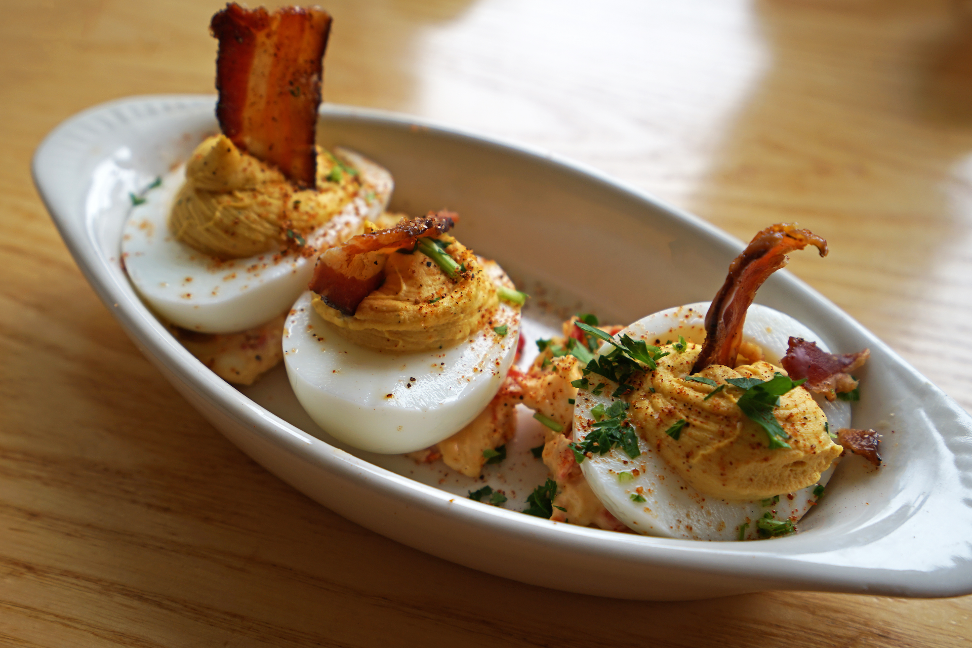 Smoky Peruvian Causa Santa Rosa with Quail Egg Garnish
