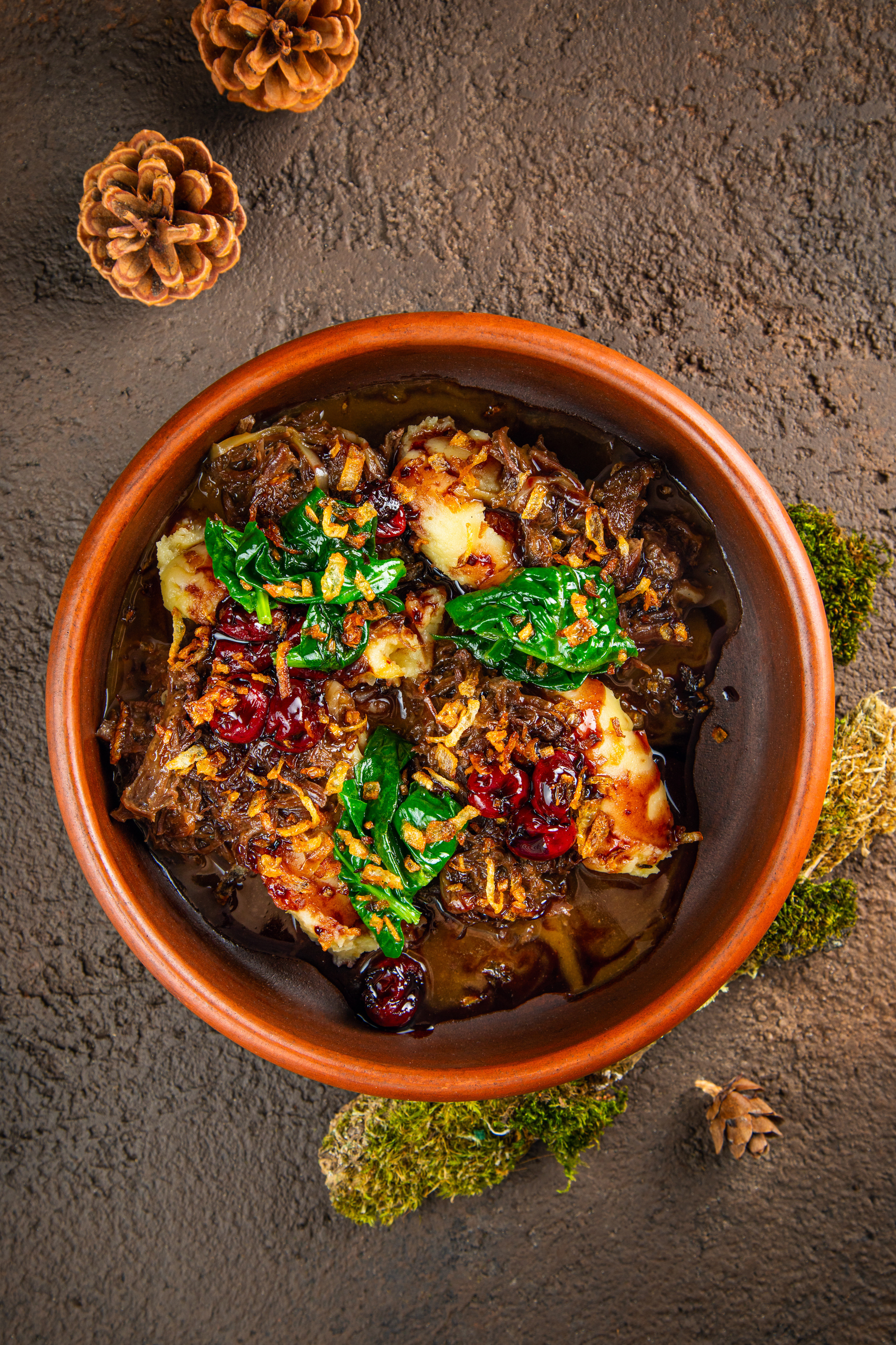 Overhead flat-lay of all ingredients for Somali Suqaar Lamb Stew with Spicy Berbere laid out on a kitchen surface.
