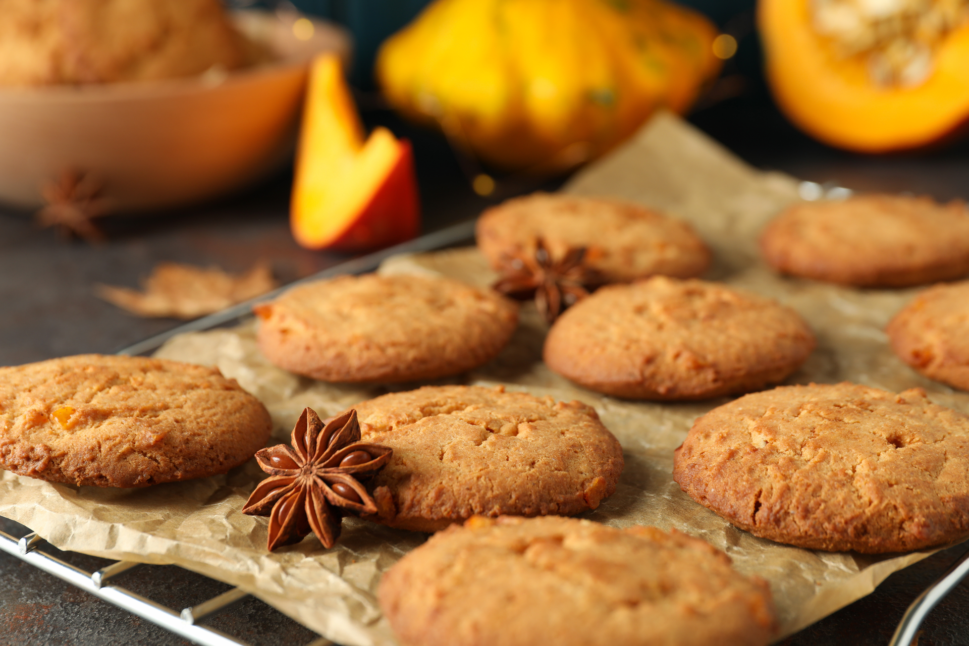 Overhead flat-lay of all ingredients for South African Pampoenkoekies with Cinnamon Sugar laid out on a kitchen surface.