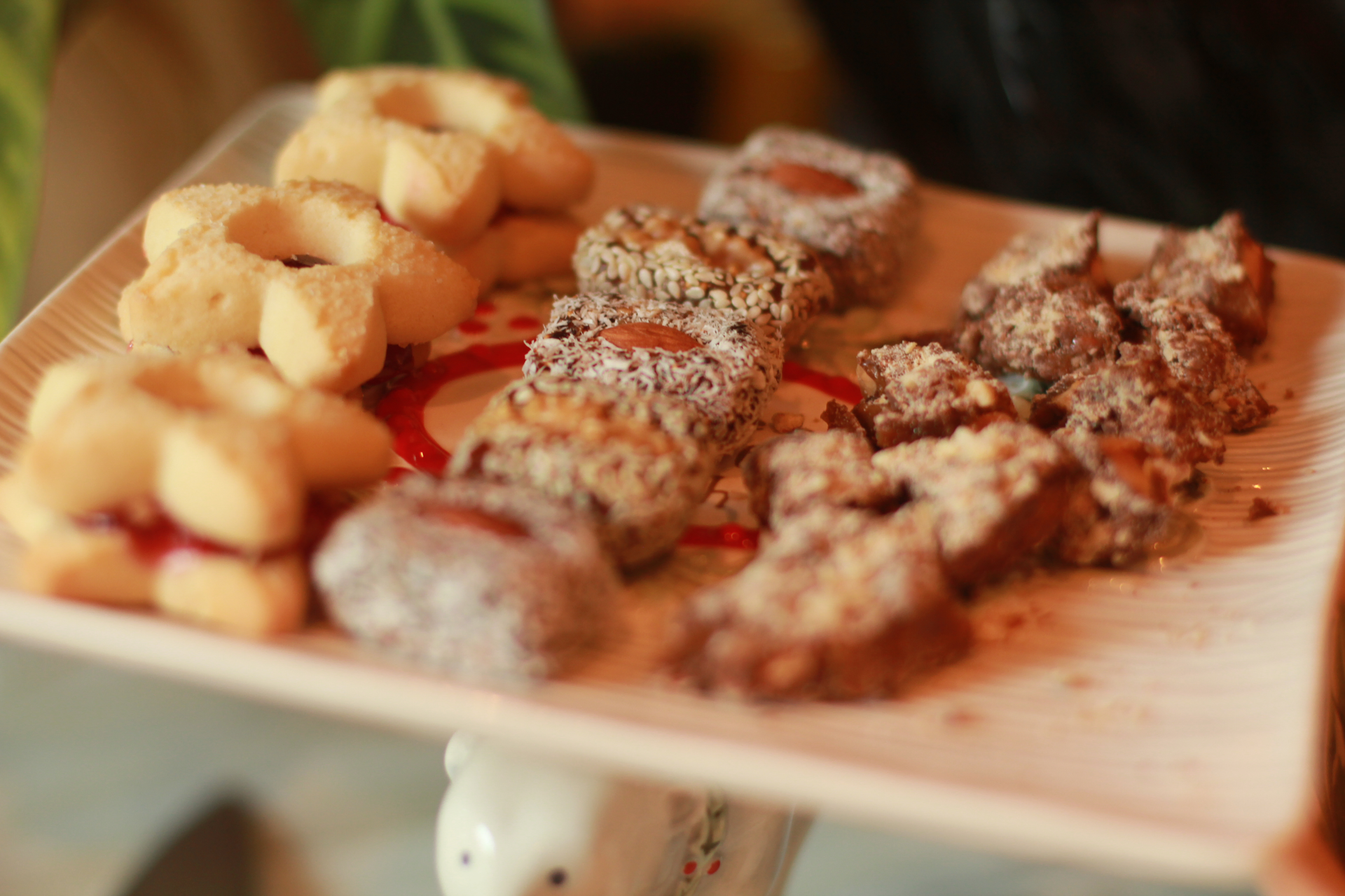 Spanish Manchego and Cured Meat Bites with Honey Drizzle — Appetizer served and photographed from above