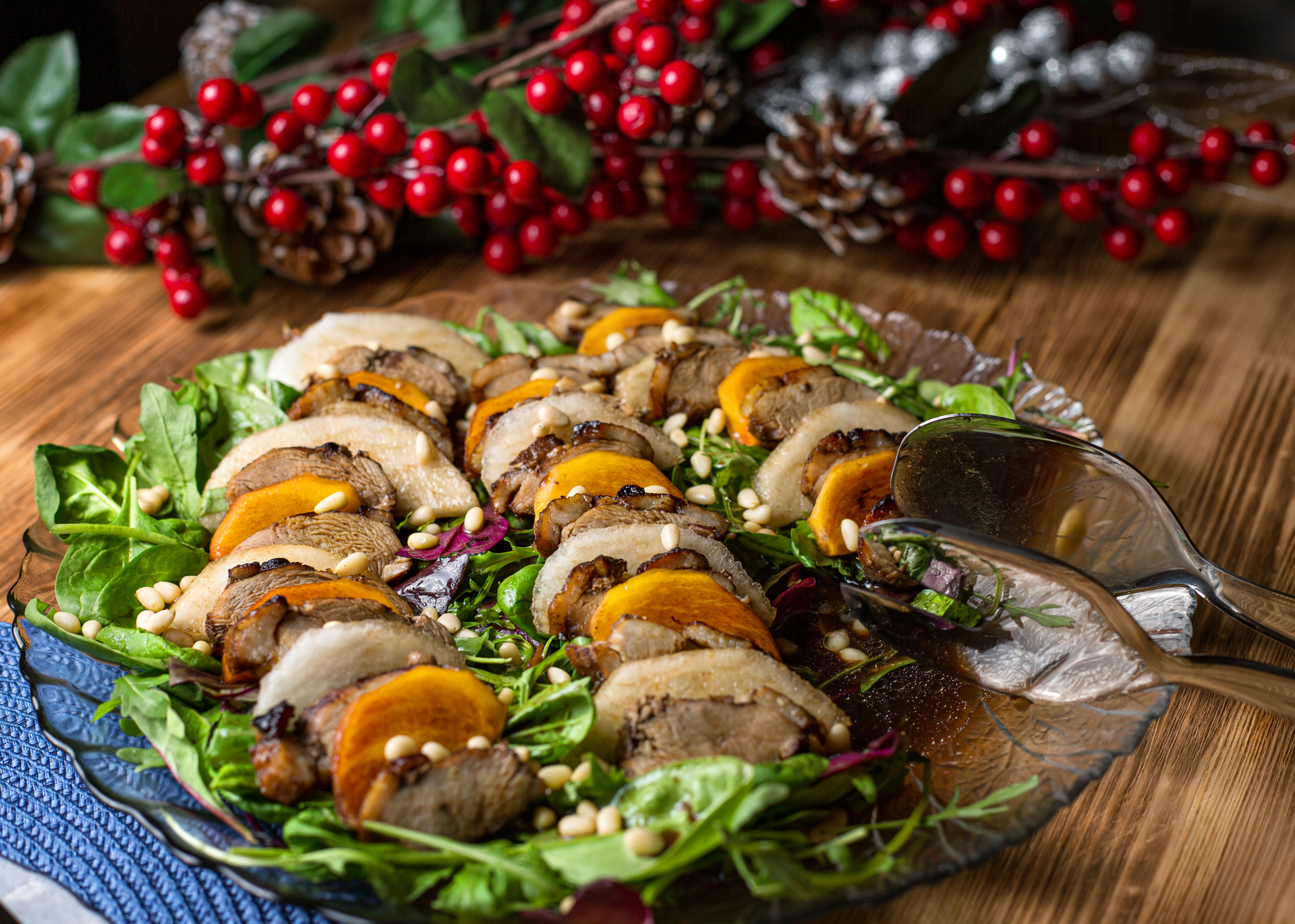 Overhead flat-lay of all ingredients for Spiced Finnish Sienisalaatti with Marinated Mushrooms laid out on a kitchen surface.
