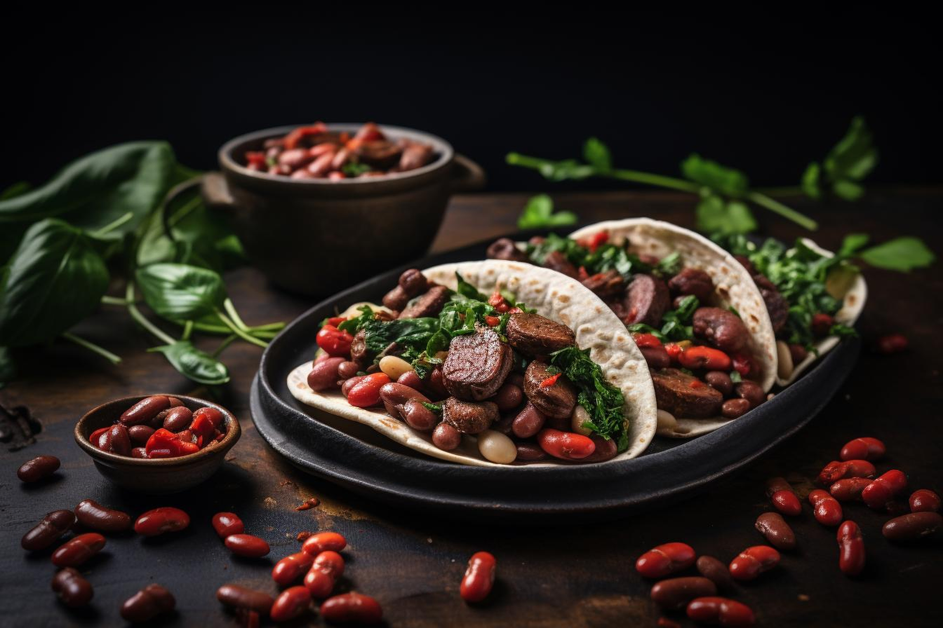 Spicy Brazilian Feijoada Tacos with Orange Pico de Gallo