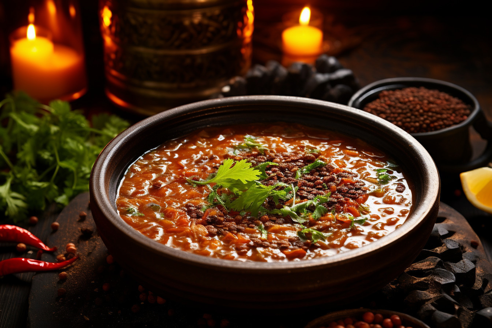 Overhead flat-lay of all ingredients for Spicy Indian Rajma Masala with Ginger and Cumin laid out on a kitchen surface.