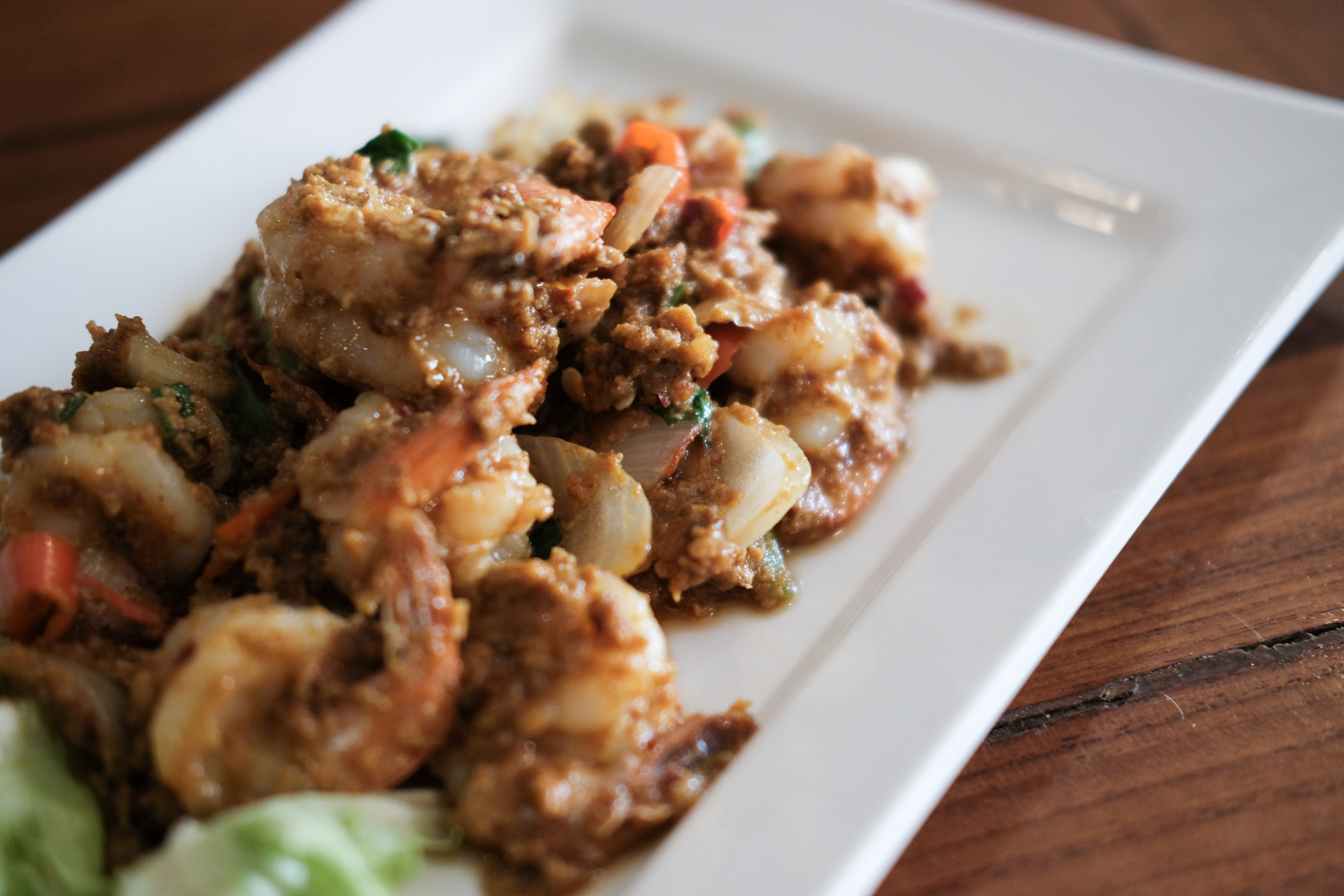 Spicy Jamaican Pepper Shrimp with Scotch Bonnet — Main Course served and photographed from above
