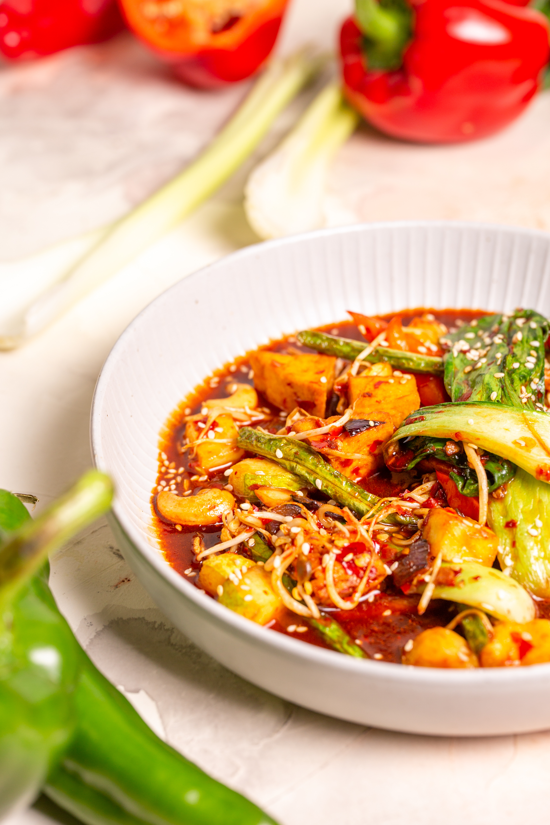 Spicy Thai Red Curry Duck with Pineapple and Bell Peppers