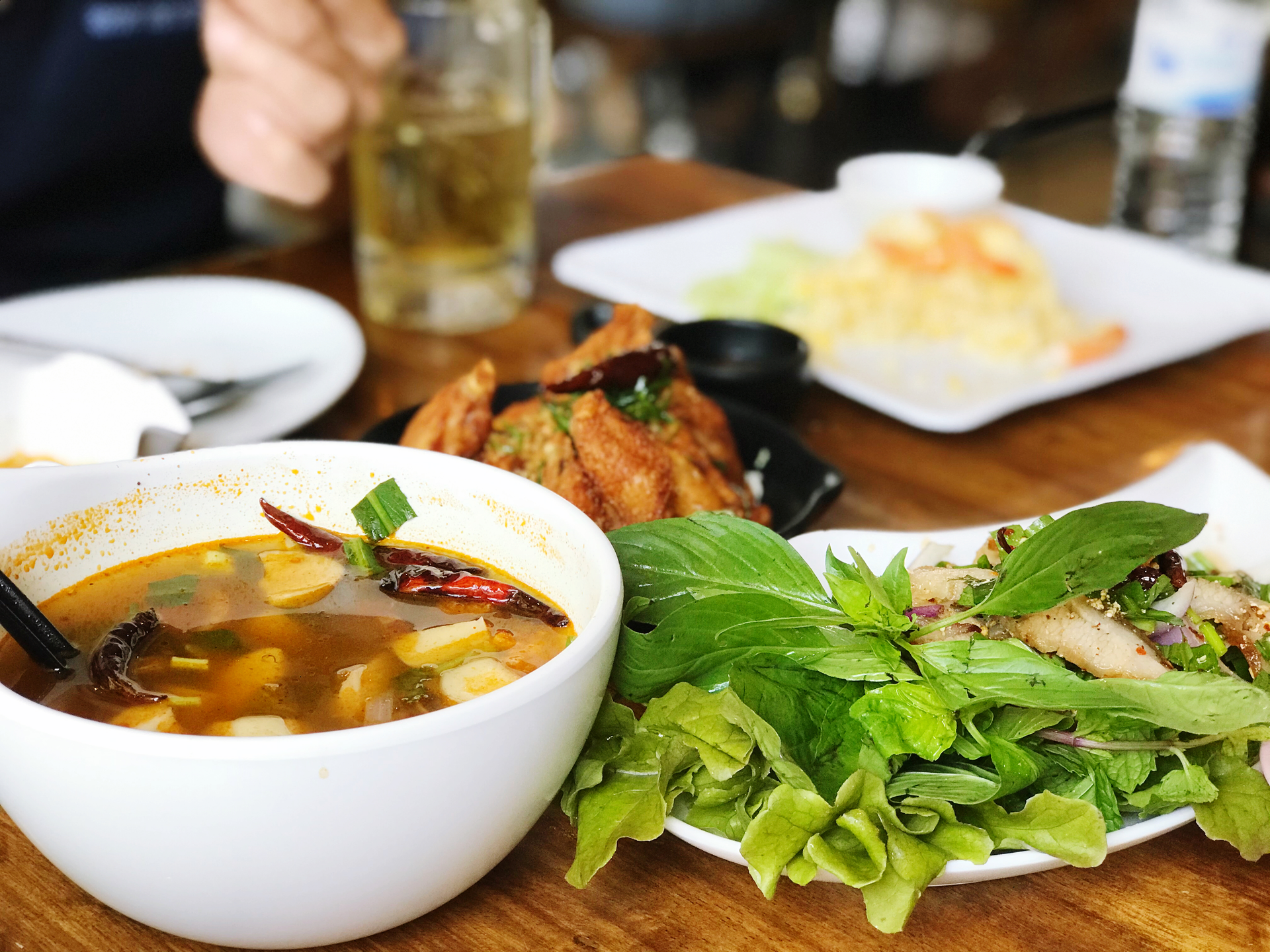 Spicy Vietnamese Cha Ca La Vong with Turmeric and Dill — Main Course served and photographed from above