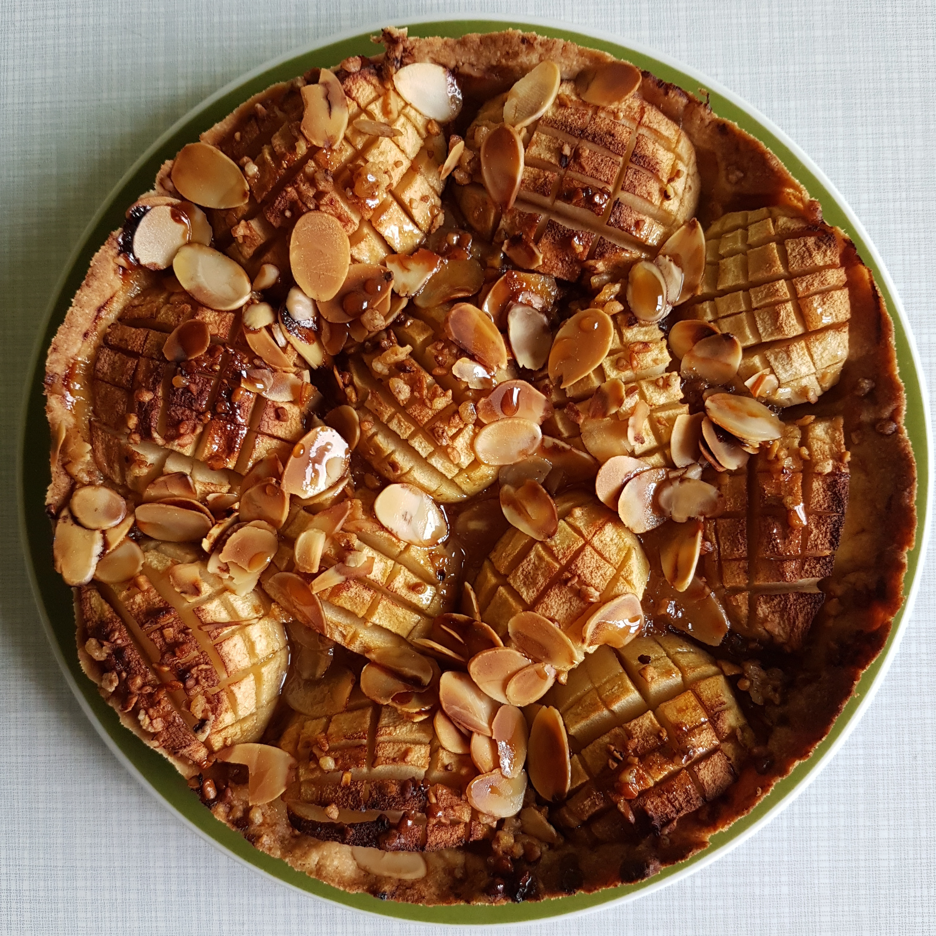 Overhead flat-lay of all ingredients for Sumptuous North African M'hanncha with Nutty Almond Filling laid out on a kitchen surface.