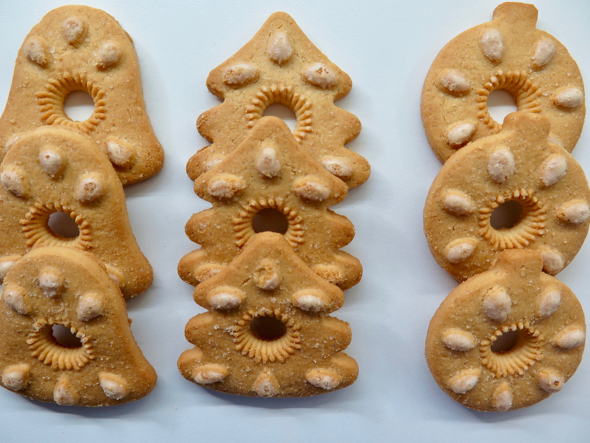 Overhead flat-lay of all ingredients for Swedish Pepparkakor Cookies with Cardamom and Ginger laid out on a kitchen surface.