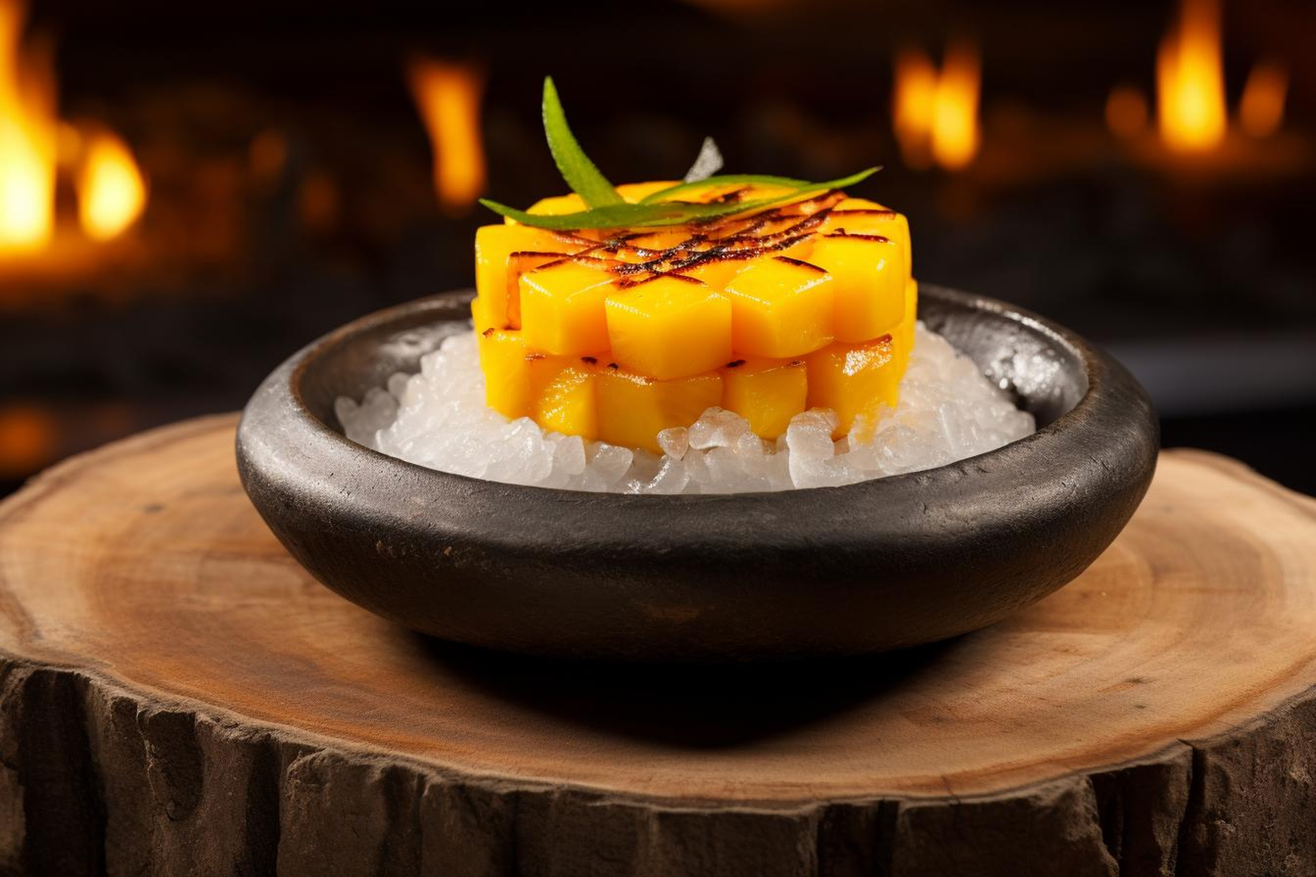 Sweet and Tangy Vietnamese Mango-Coconut Rice Pudding — Dessert served and photographed from above