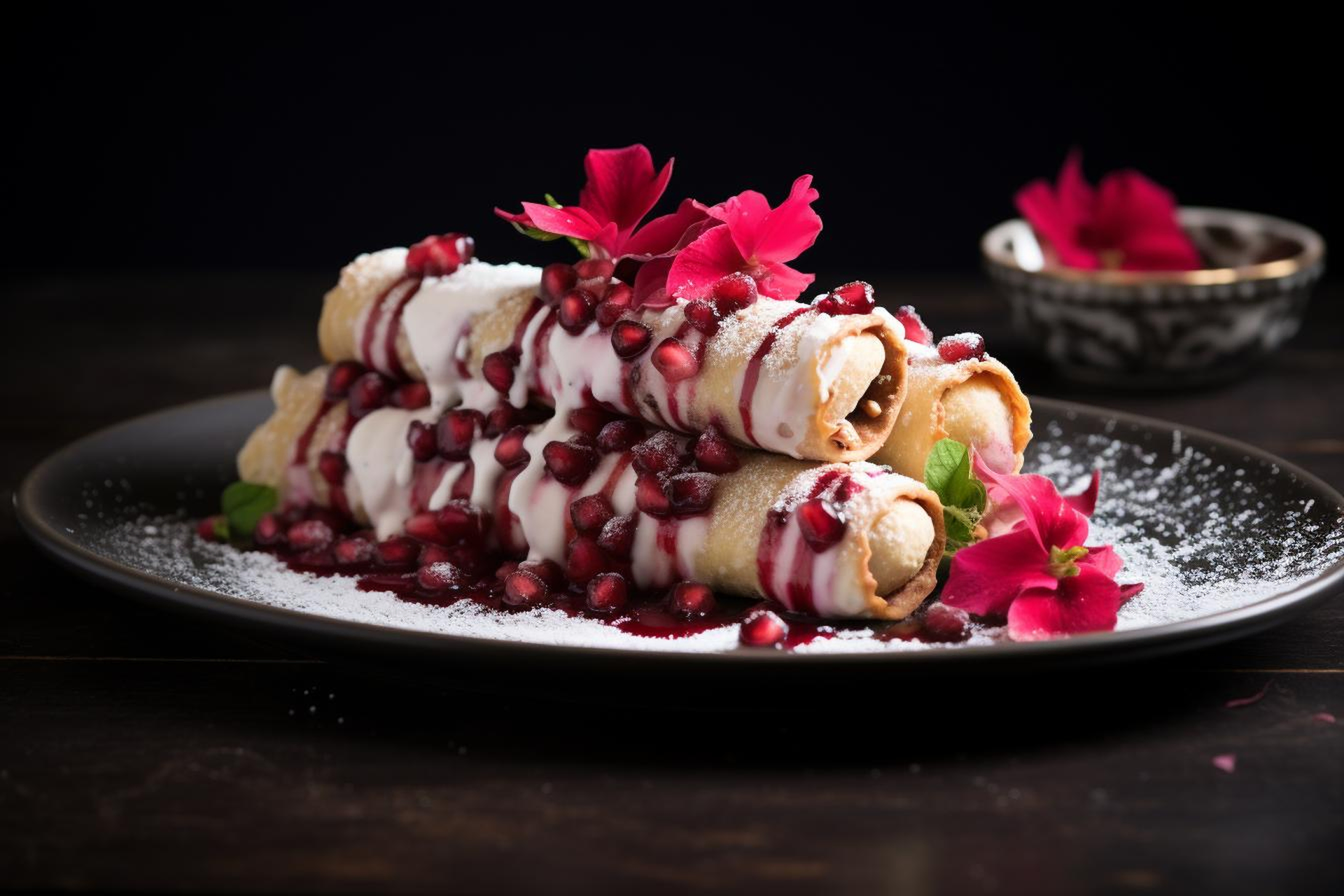 Overhead flat-lay of all ingredients for Sweet Italian Ricotta Cannoli with Cherry Compote laid out on a kitchen surface.