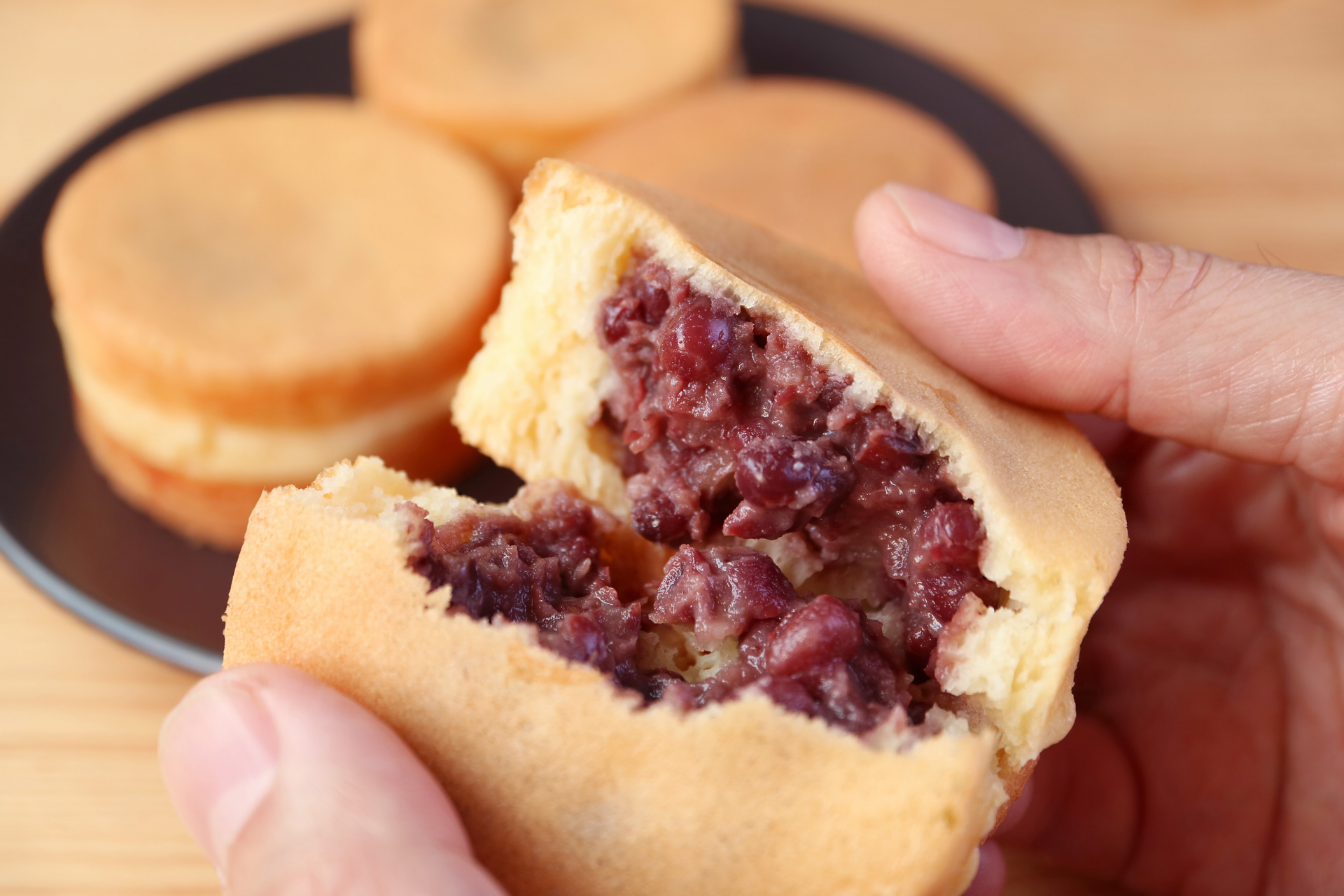 Sweet Japanese Dorayaki with Red Bean Filling
