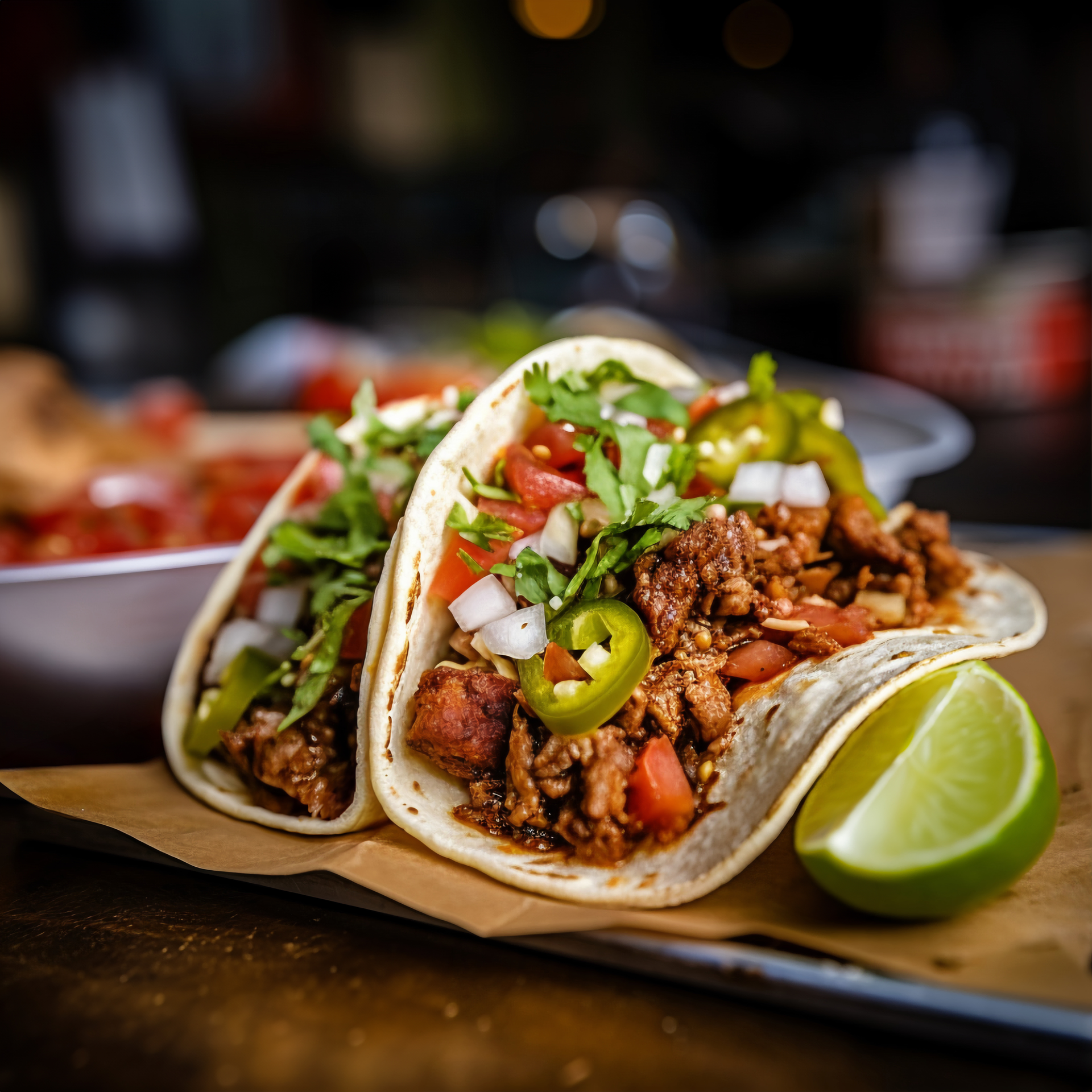 Tacos al Pastor — Main Course served and photographed from above
