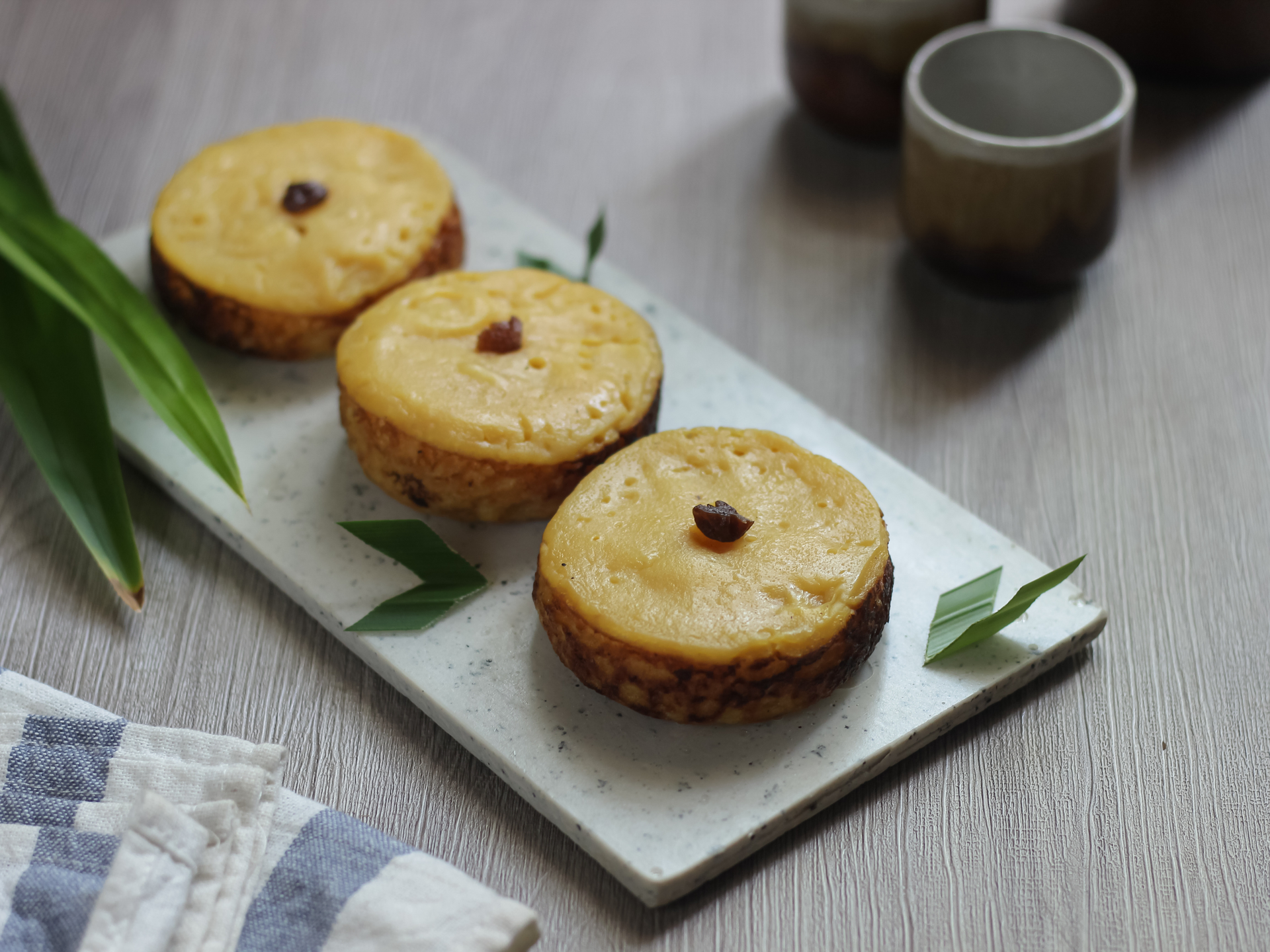 Taiwanese Pineapple Cake with Red Bean Paste — Dessert served and photographed from above