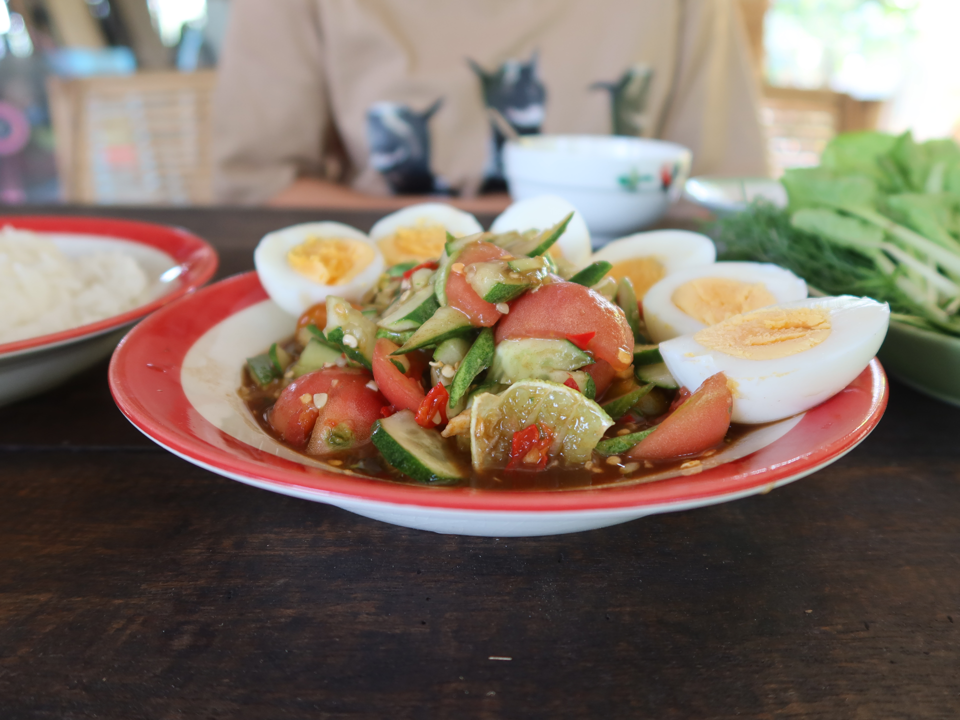 Tangy Filipino Ensaladang Talong with Salted Egg and Tomato