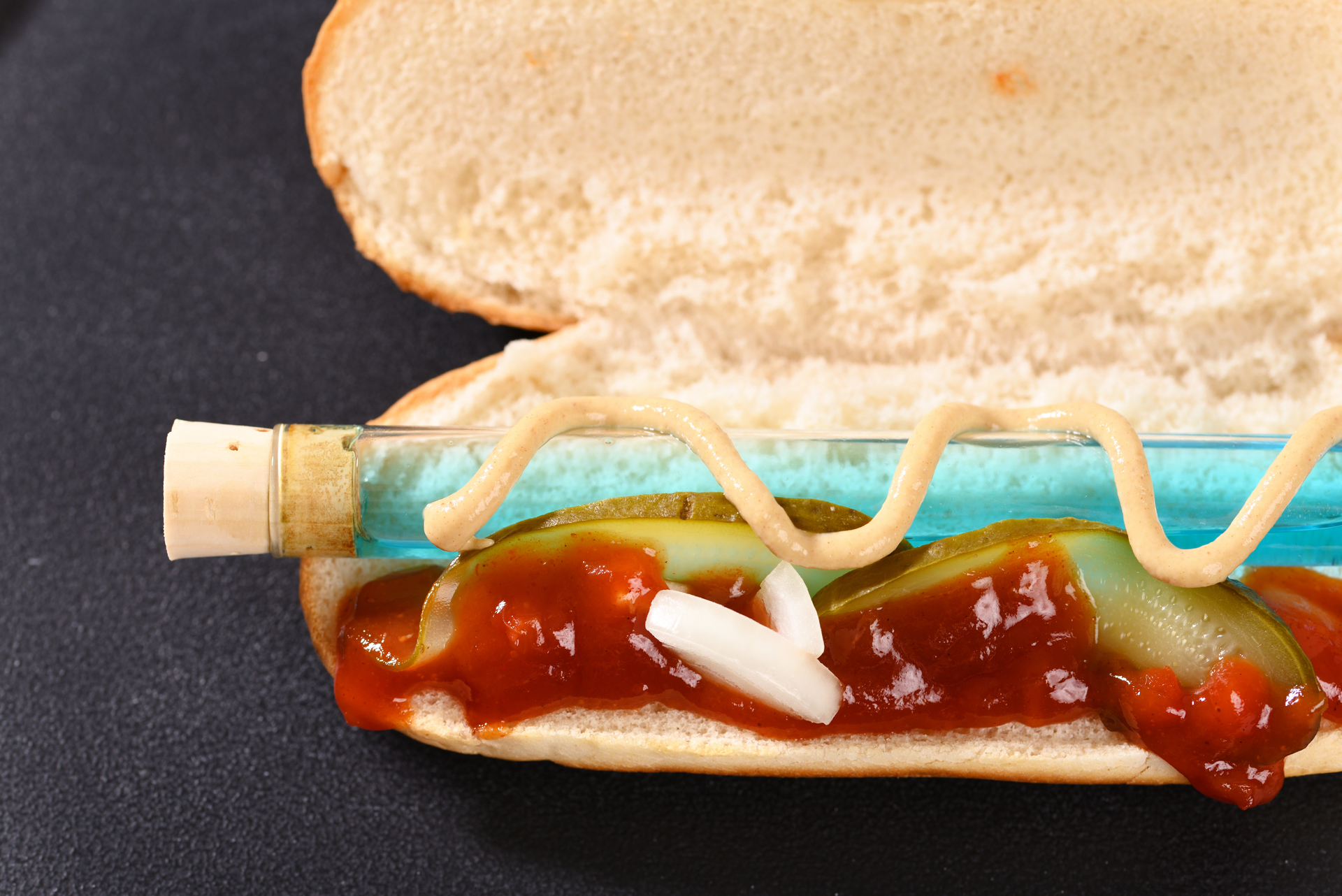 Tangy Venezuelan Pepito Sandwich with Spicy Mustard Relish — Main Course served and photographed from above